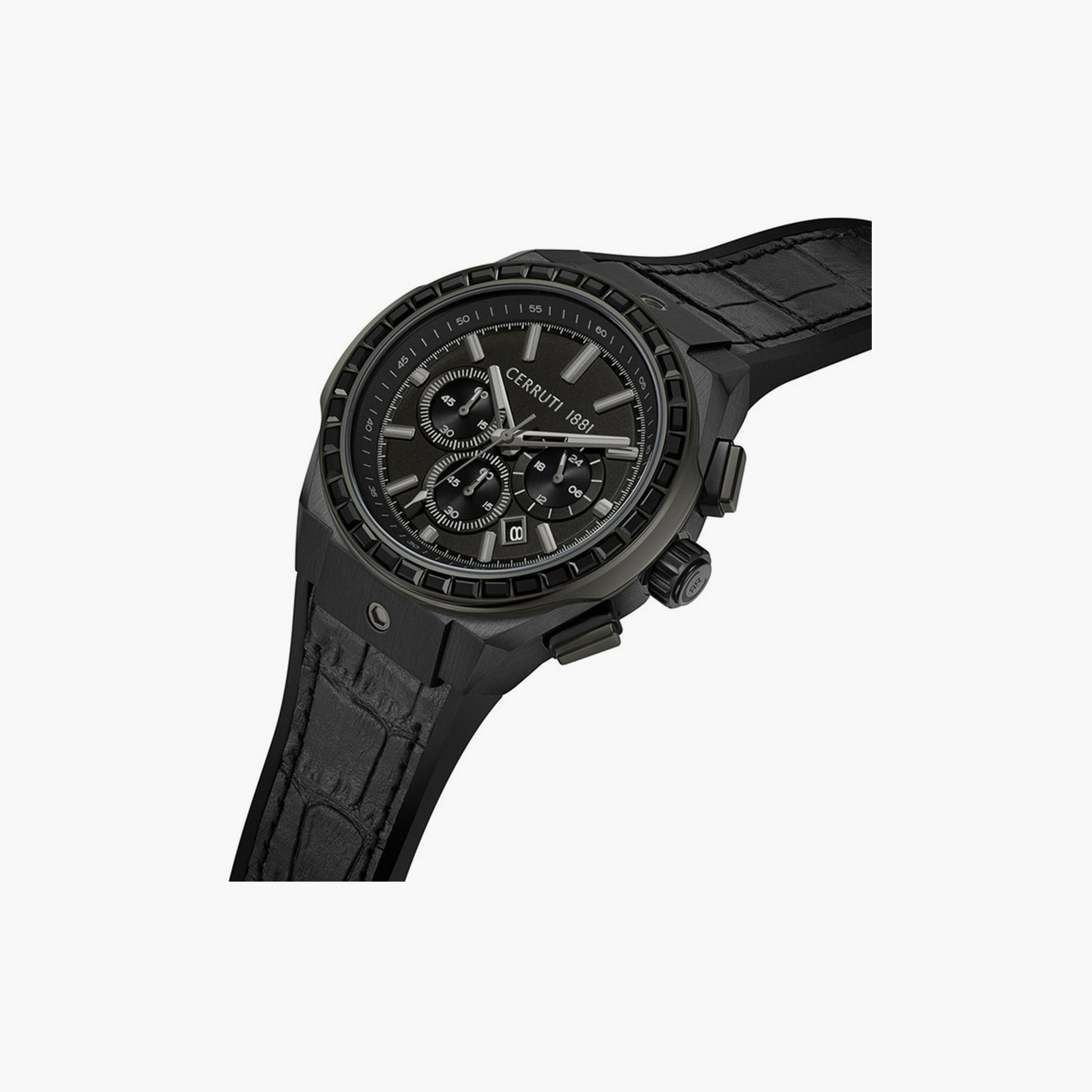 Cerruti 1881 Men's 55 MM Black Chronograph Silicone Watch | CIWGO0050902-men-watchesandjewellery-watches-image-2