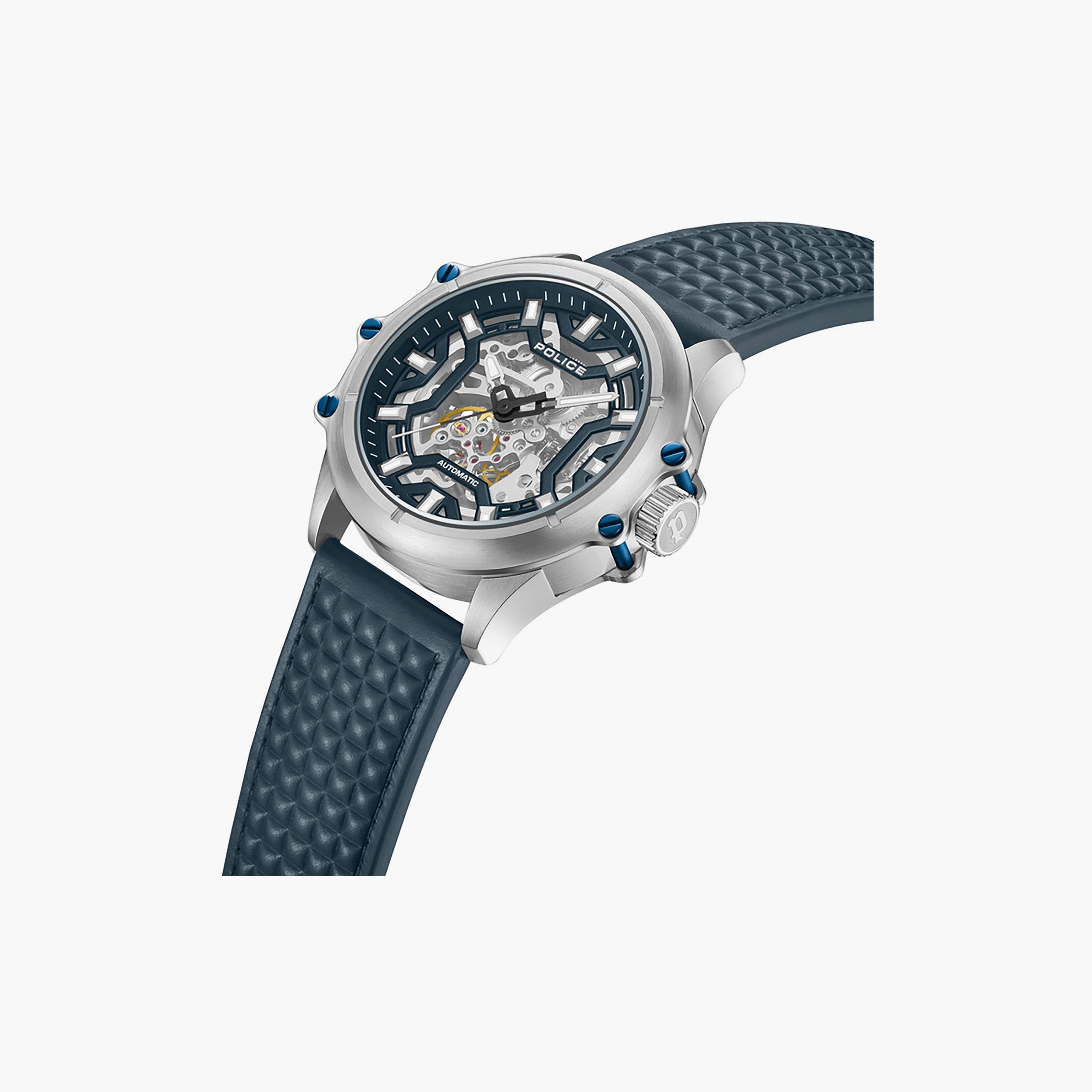 ساعة بوليس للرجال 45 ملم من الجلد باللون الأزرق الداكن | PEWGE1601803-men-watchesandjewellery-watches-image-2