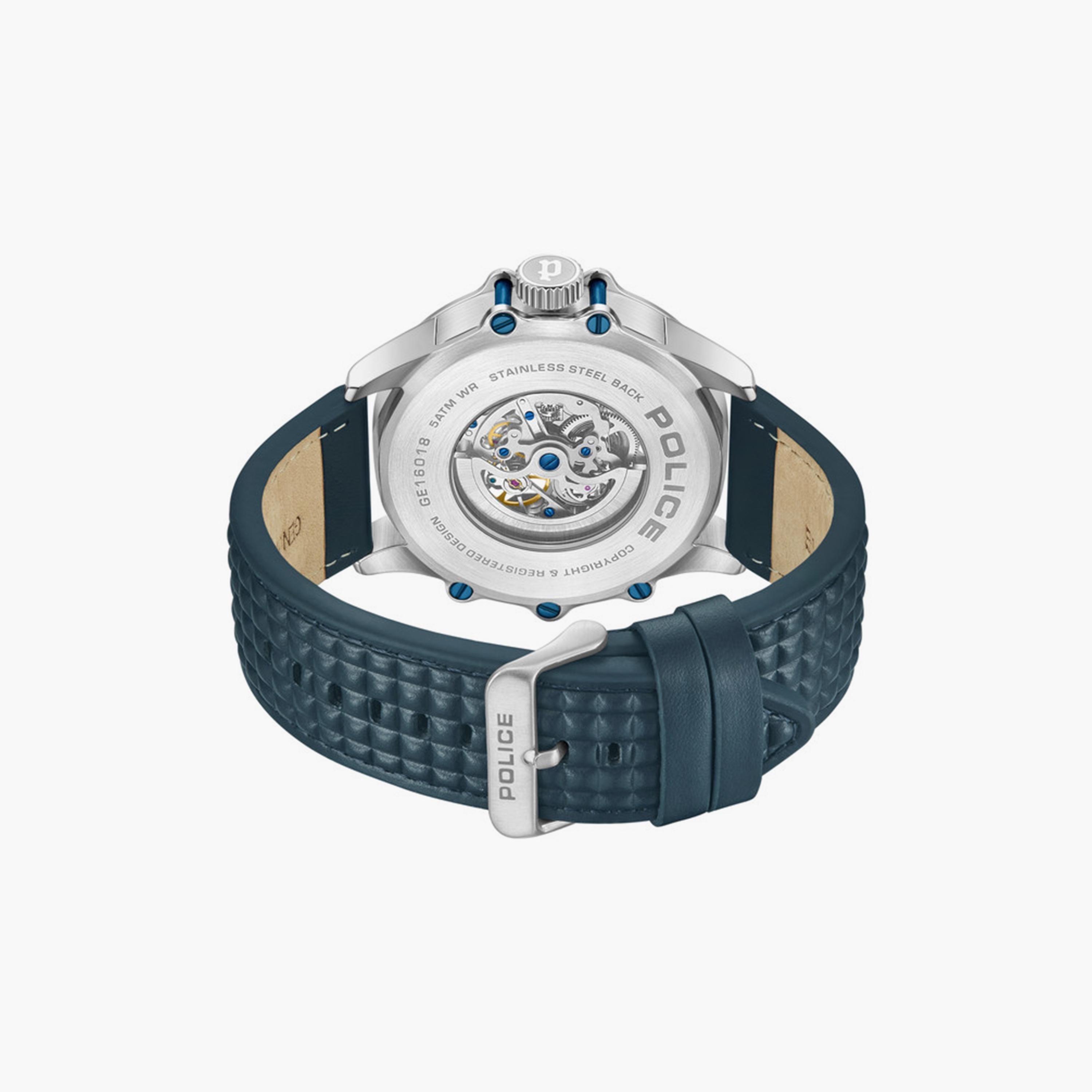 ساعة بوليس للرجال 45 ملم من الجلد باللون الأزرق الداكن | PEWGE1601803-men-watchesandjewellery-watches-image-3