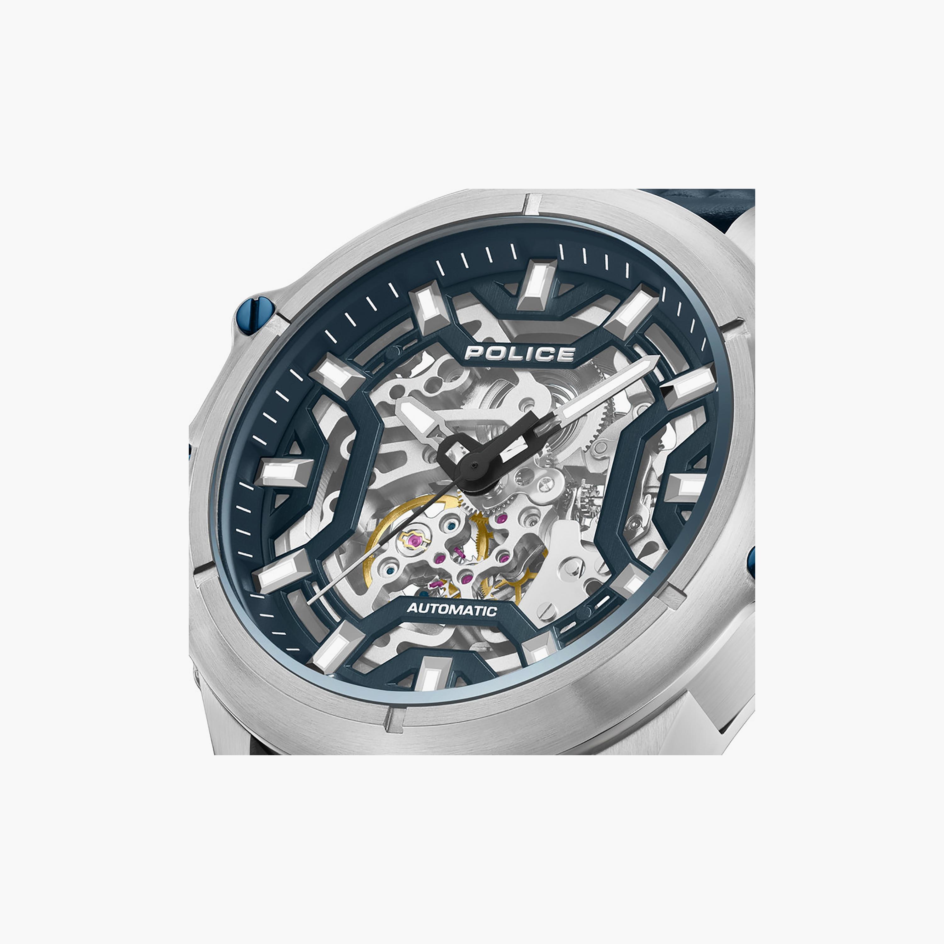 ساعة بوليس للرجال 45 ملم من الجلد باللون الأزرق الداكن | PEWGE1601803-men-watchesandjewellery-watches-image-4