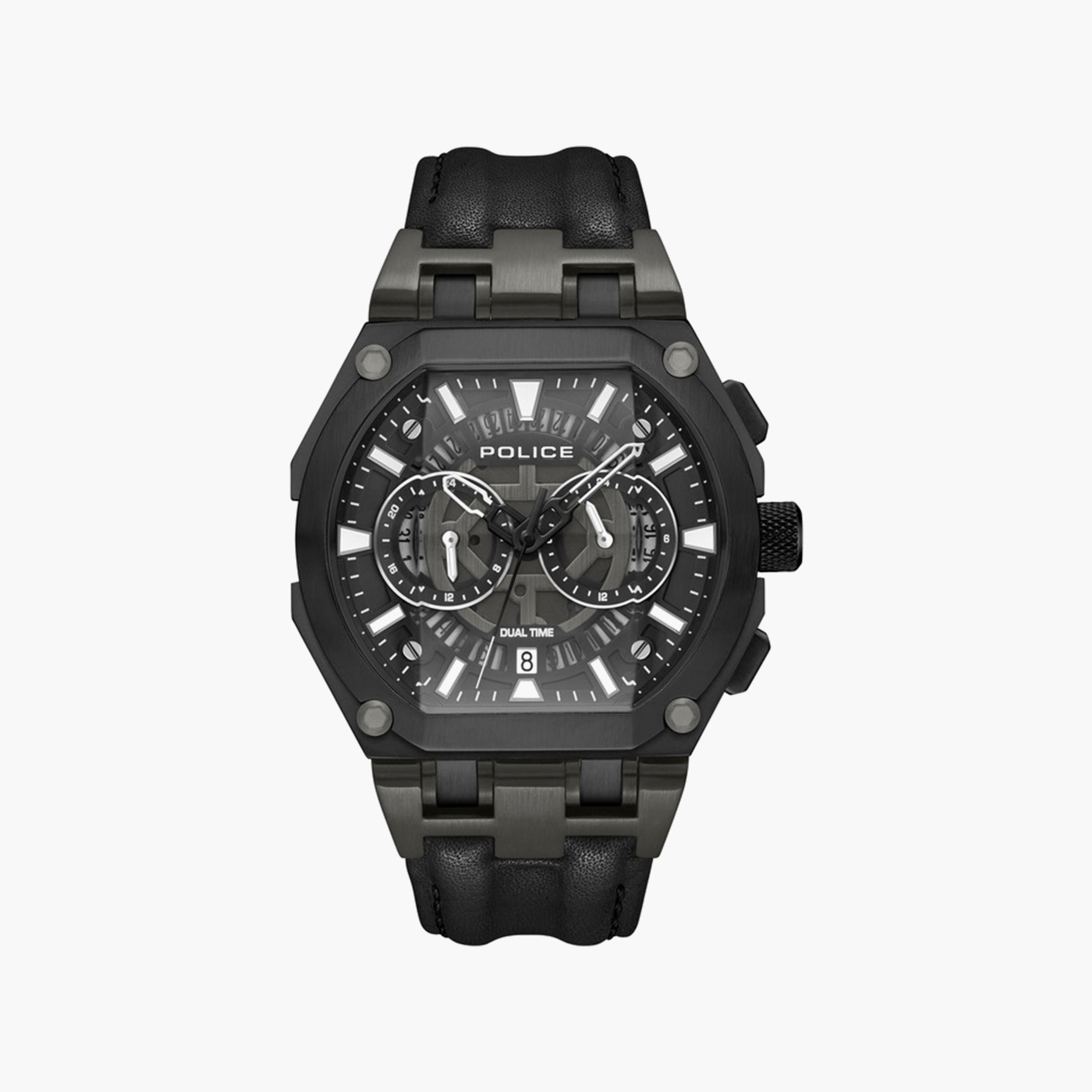 Police Men's 45 MM Black Chronograph Leather Watch | PEWGF0054401-men-watchesandjewellery-watches-image-1