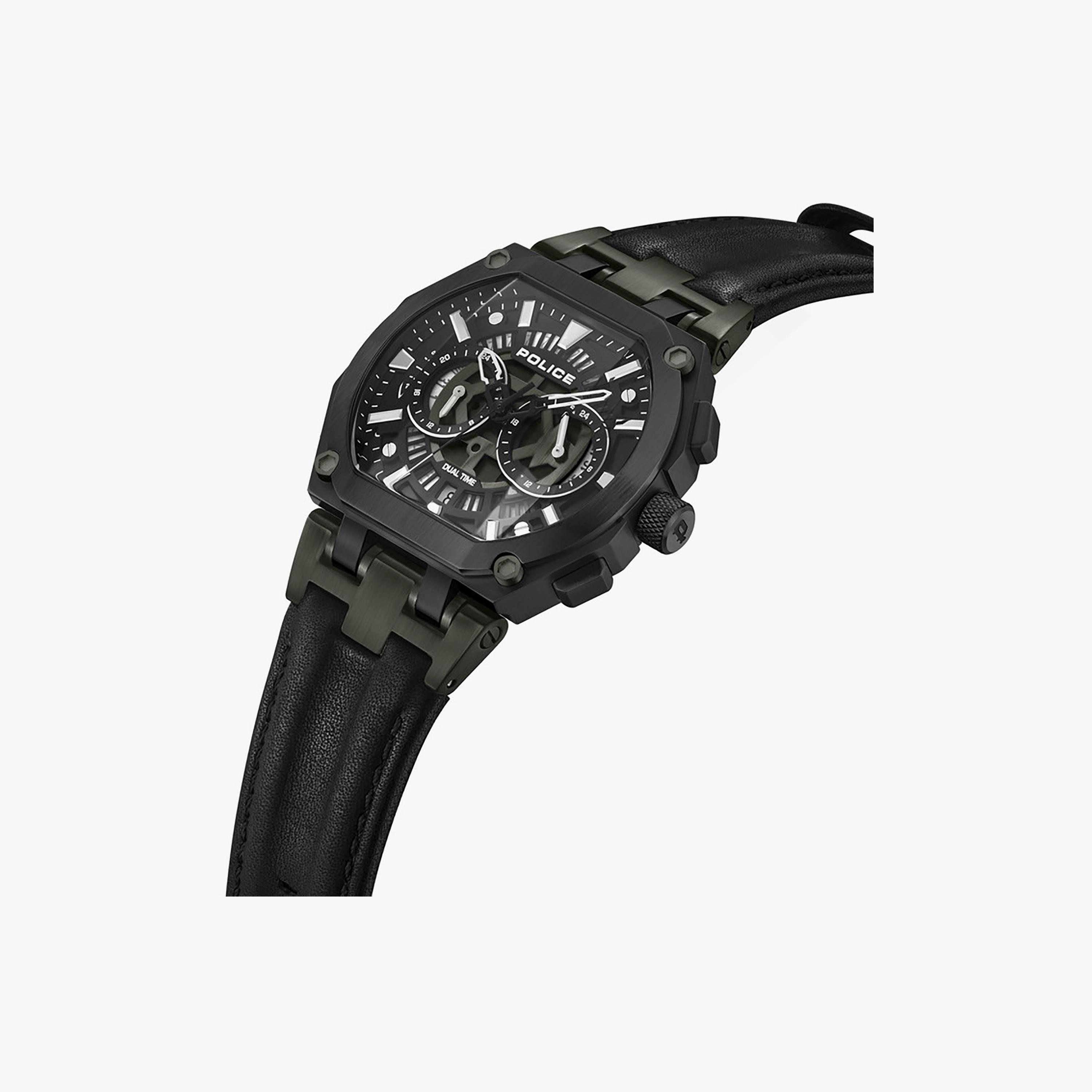 Police Men's 45 MM Black Chronograph Leather Watch | PEWGF0054401-men-watchesandjewellery-watches-image-2