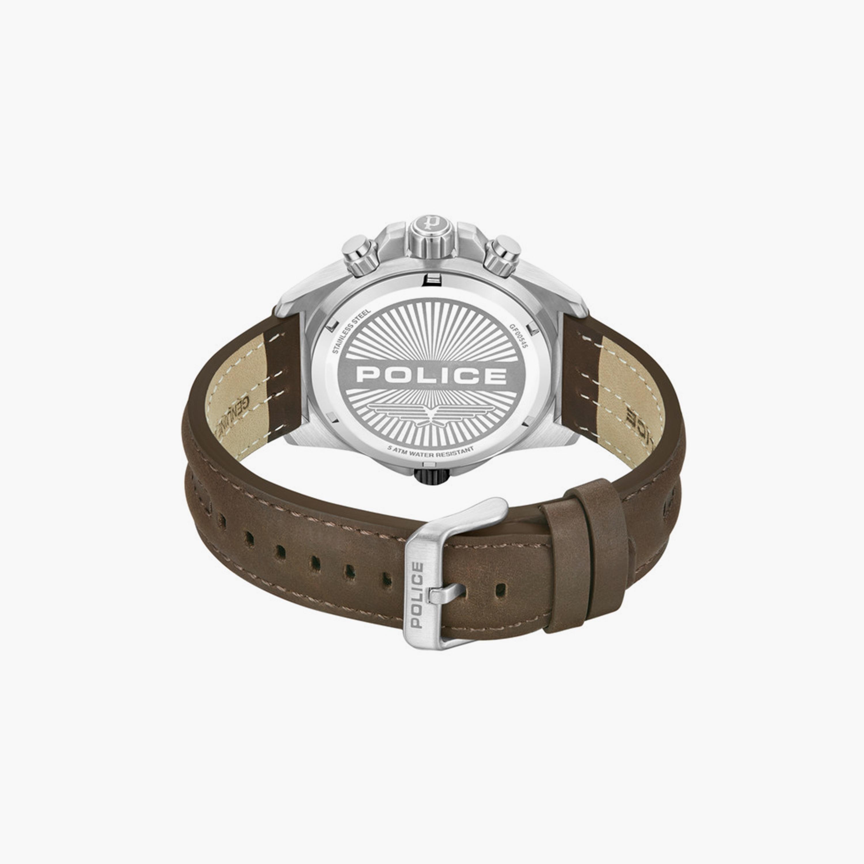 ساعة بوليس للرجال من الجلد البني كرونوغراف 46 ملم | PEWGF0054501-men-watchesandjewellery-watches-image-3