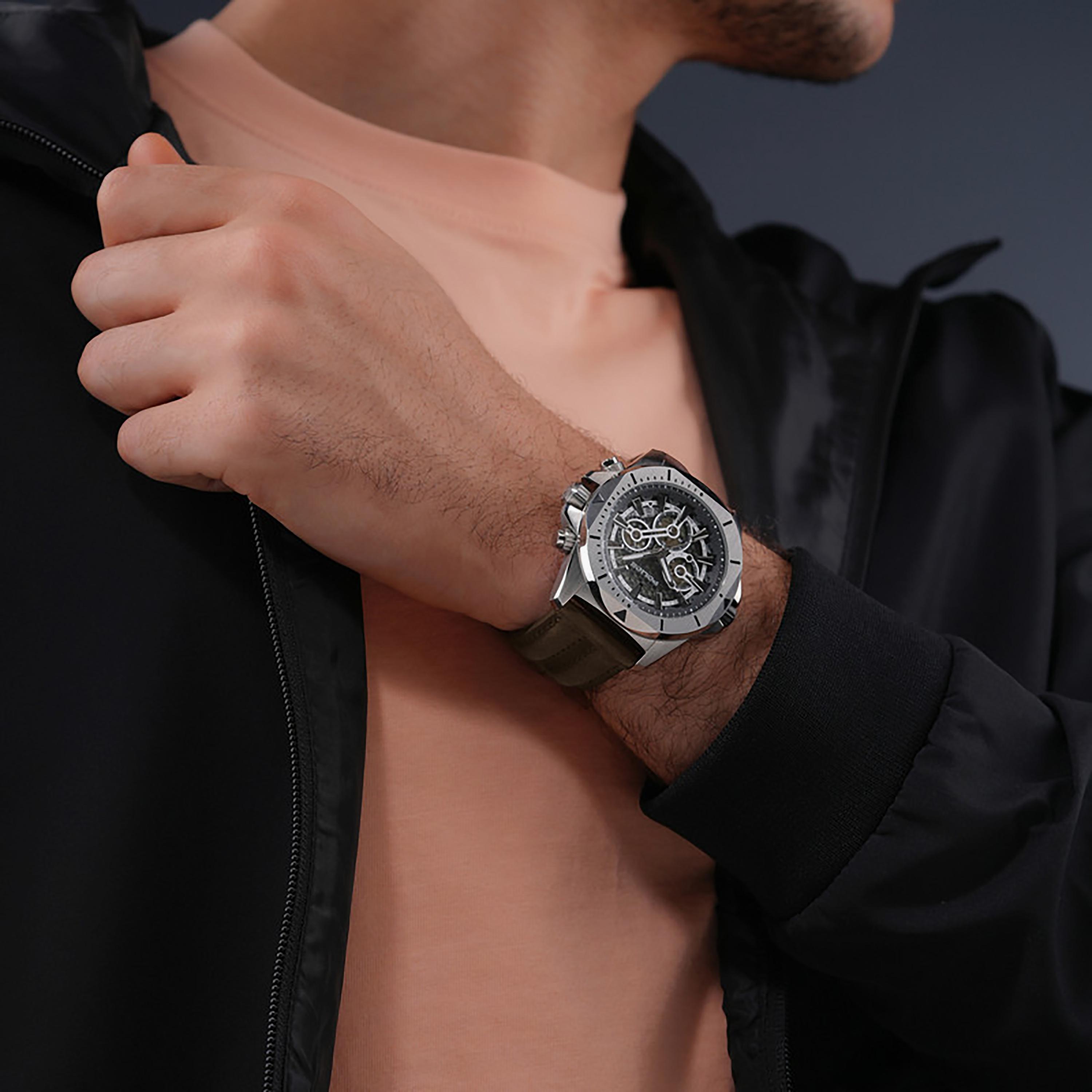 ساعة بوليس للرجال من الجلد البني كرونوغراف 46 ملم | PEWGF0054501-men-watchesandjewellery-watches-image-5