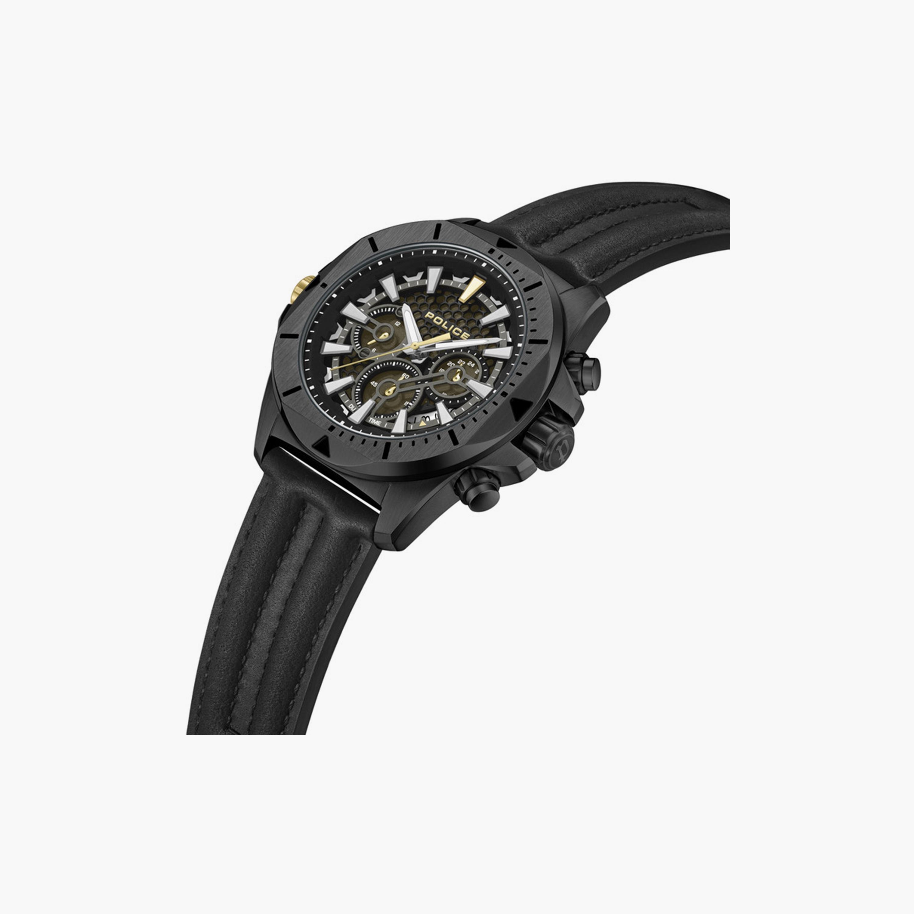 Police Men's 46 MM Black Chronograph Leather Watch | PEWGF0054503-men-watchesandjewellery-watches-image-2