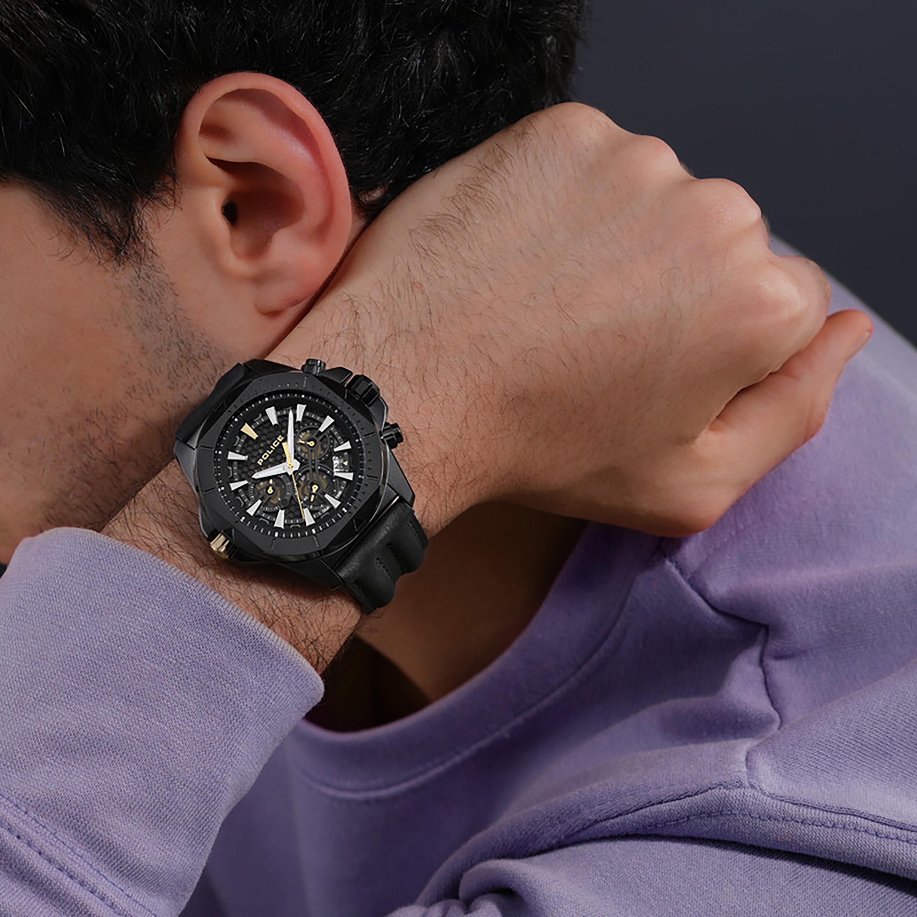 Police Men's 46 MM Black Chronograph Leather Watch | PEWGF0054503-men-watchesandjewellery-watches-image-5