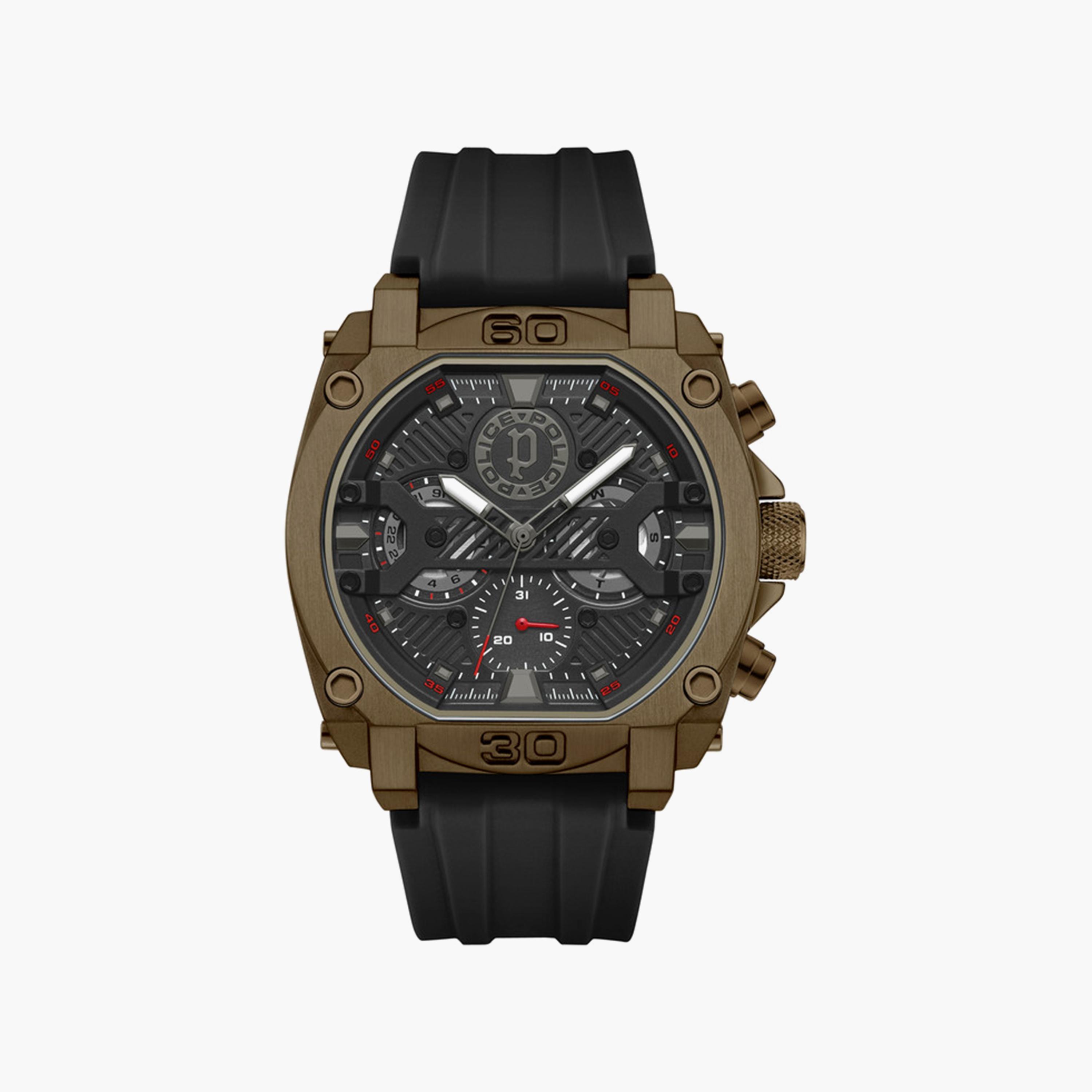 ساعة بوليس للرجال 45 ملم كرونوغراف سيليكون سوداء | PEWGQ0040003-men-watchesandjewellery-watches-image-1