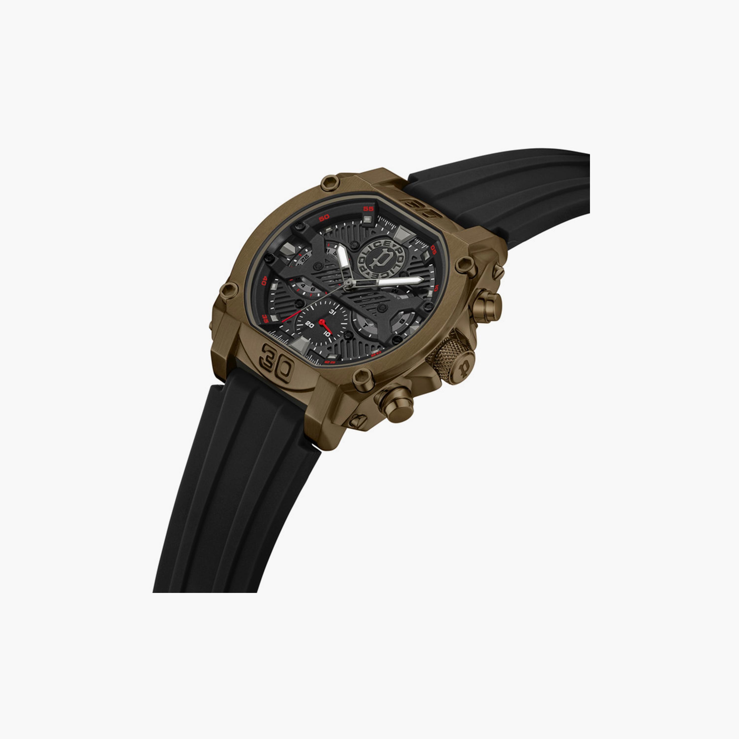 ساعة بوليس للرجال 45 ملم كرونوغراف سيليكون سوداء | PEWGQ0040003-men-watchesandjewellery-watches-image-2