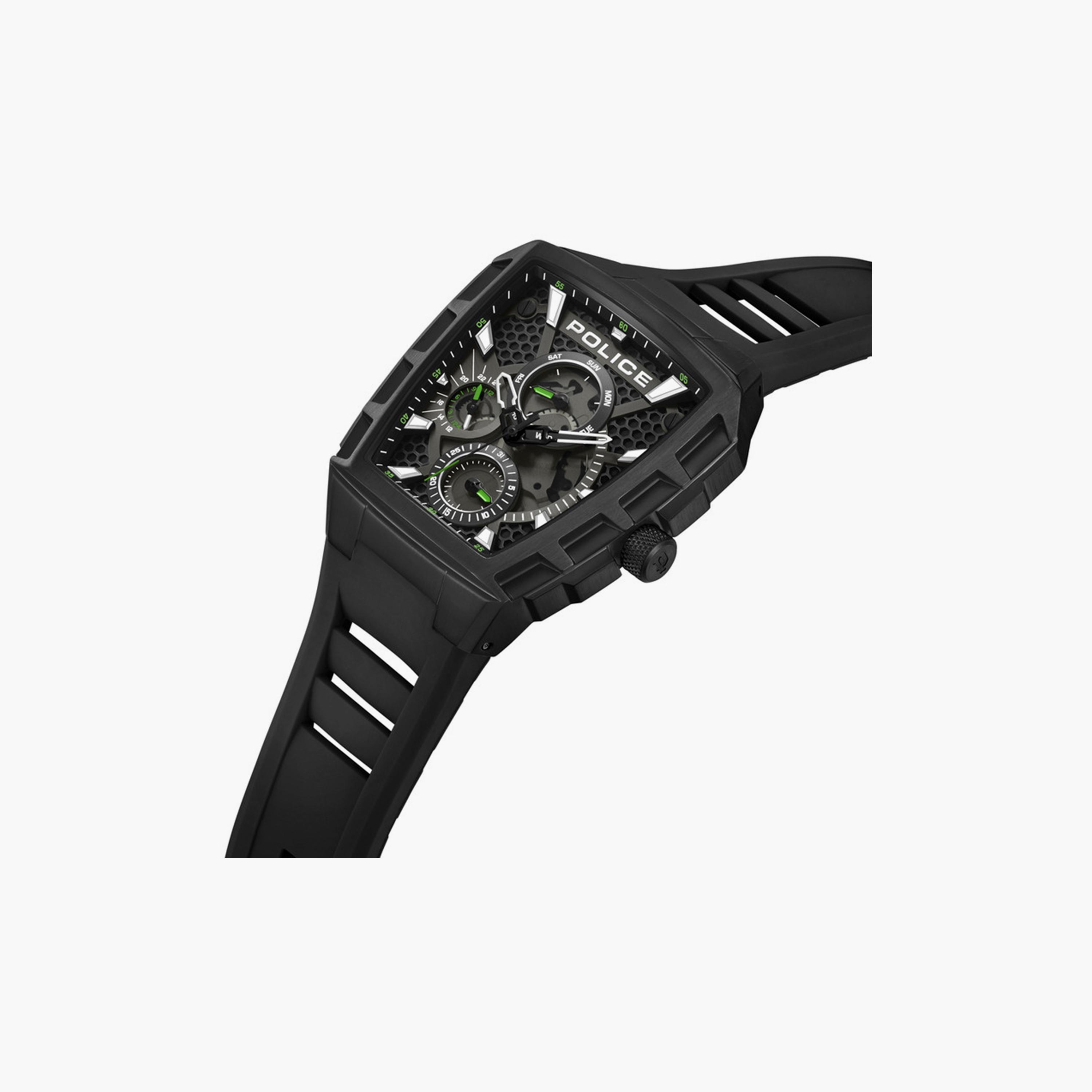 ساعة بوليس للرجال من السيليكون باللون الأسود مقاس 46 ملم | PEWGQ0056801-men-watchesandjewellery-watches-image-2