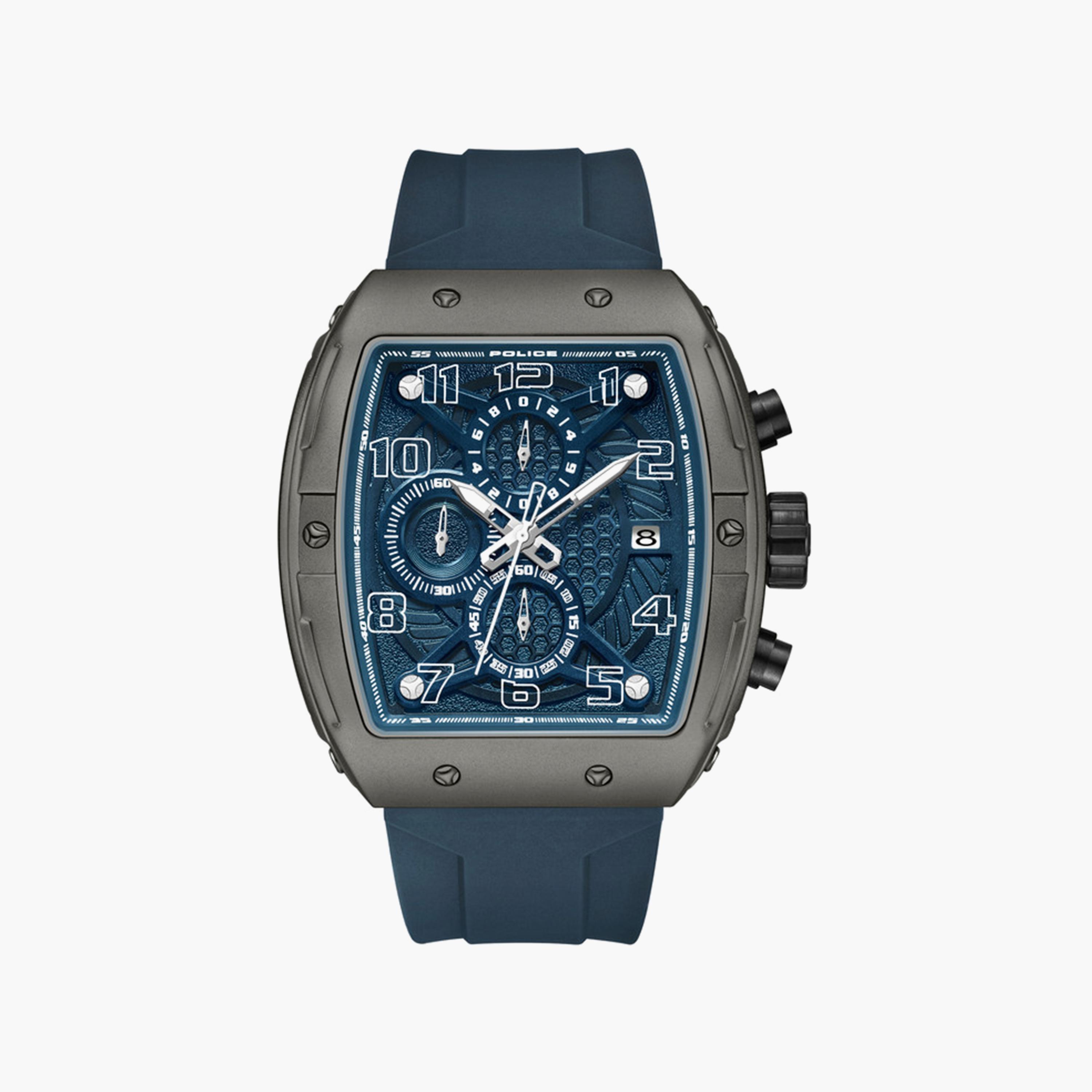 Police Men's 45 MM Navy Blue Chronograph Silicone Watch | PEWGO0063102-men-watchesandjewellery-watches-image-1