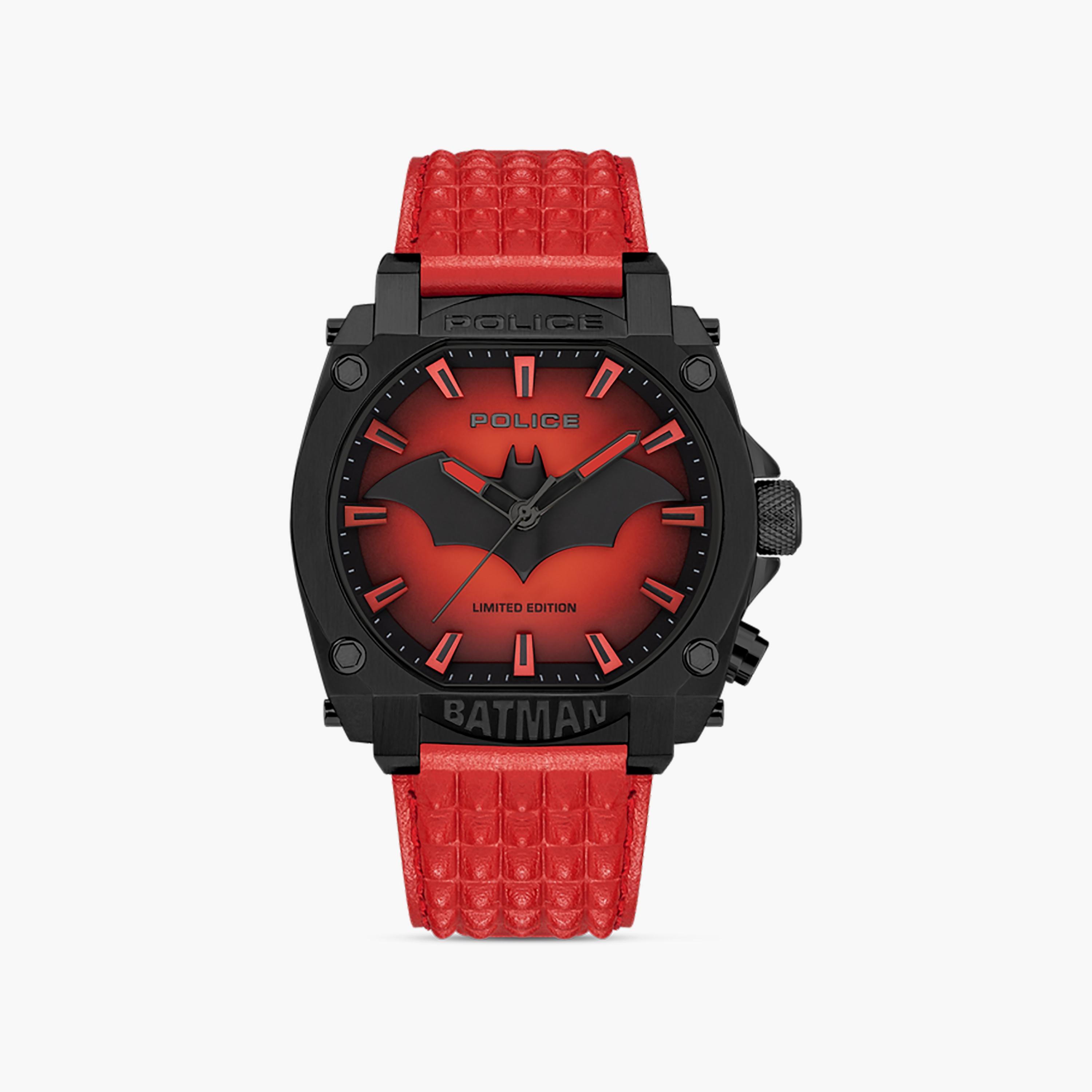 Police Men's 45 MM Red Analog Leather Watch | PEWGD0022604-men-watchesandjewellery-watches-image-1