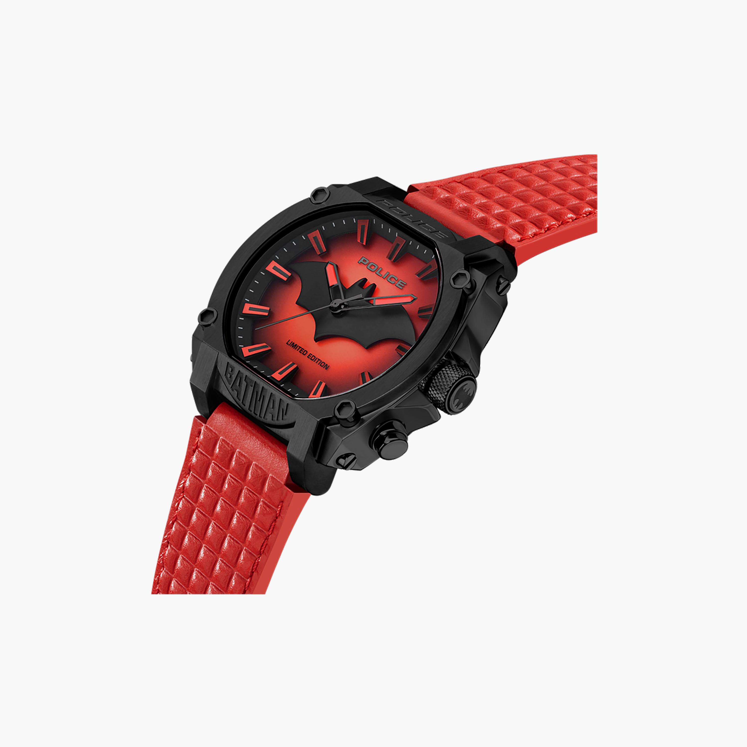 Police Men's 45 MM Red Analog Leather Watch | PEWGD0022604-men-watchesandjewellery-watches-image-3