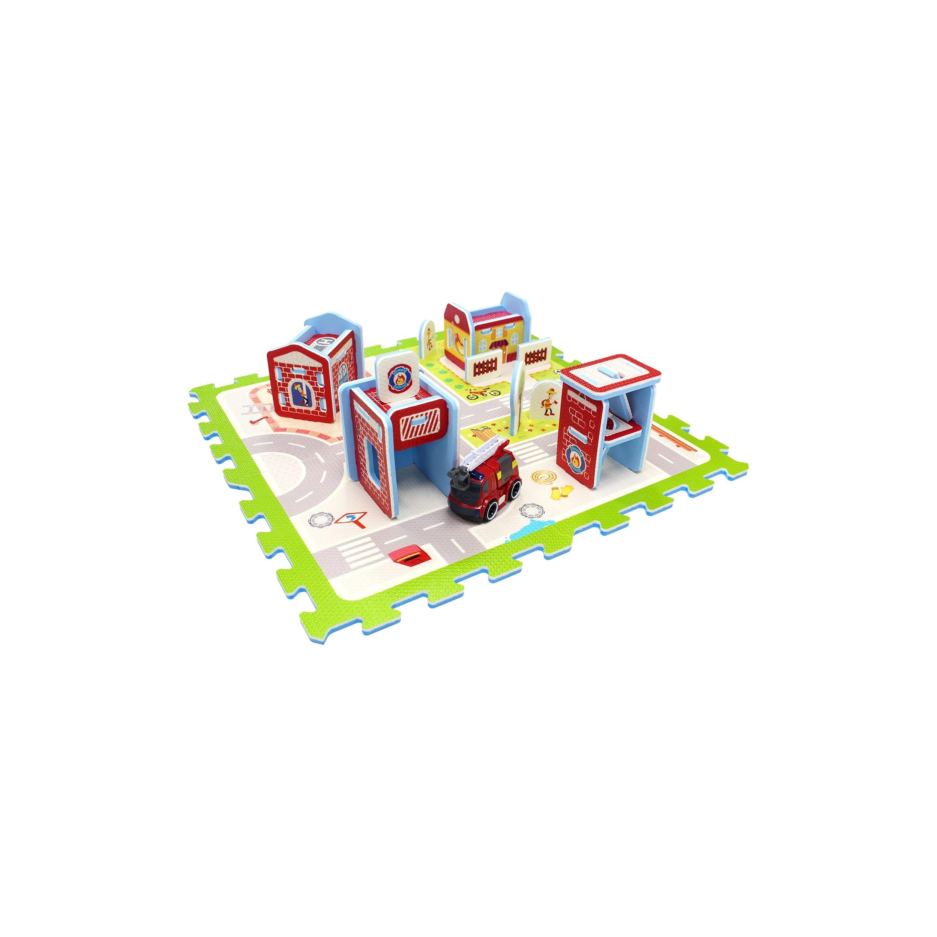 Sunta Fire Station Adventures with Fire Engine Puzzle Mat - 62 x 62 x 18.5 cm-baby-infantactivity-playpensandplaymats-image-1