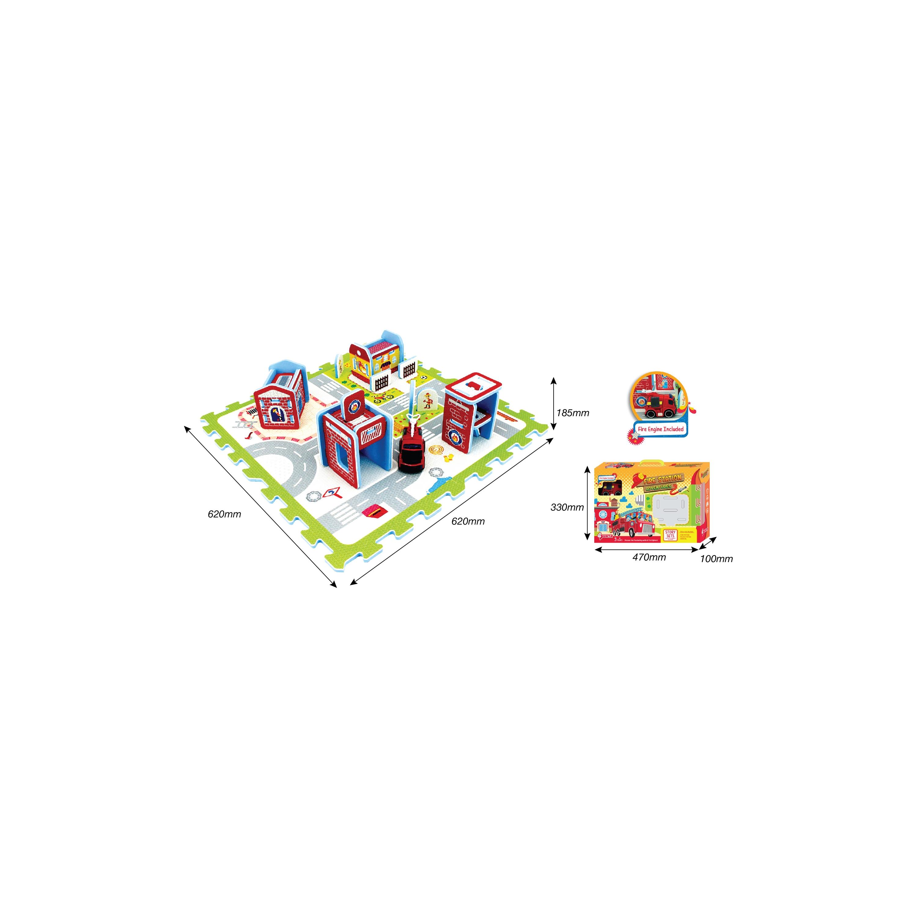 Sunta Fire Station Adventures with Fire Engine Puzzle Mat - 62 x 62 x 18.5 cm-baby-infantactivity-playpensandplaymats-image-3