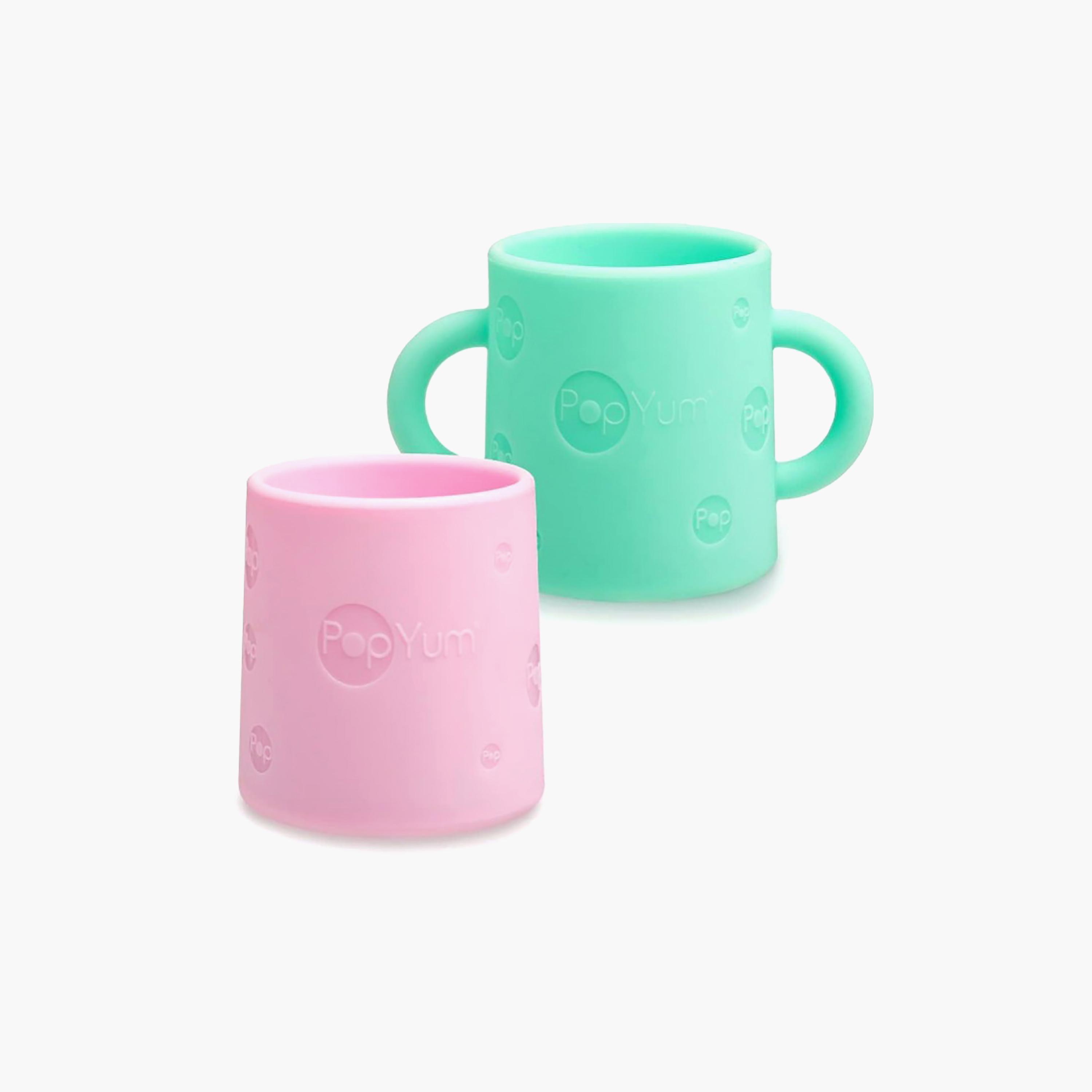 PopYum 2-Piece BPA Free Silicone Training Cup - 150 ml - Mint Green & Pastel Pink-baby-feeding-mealtimeessentials-image-1