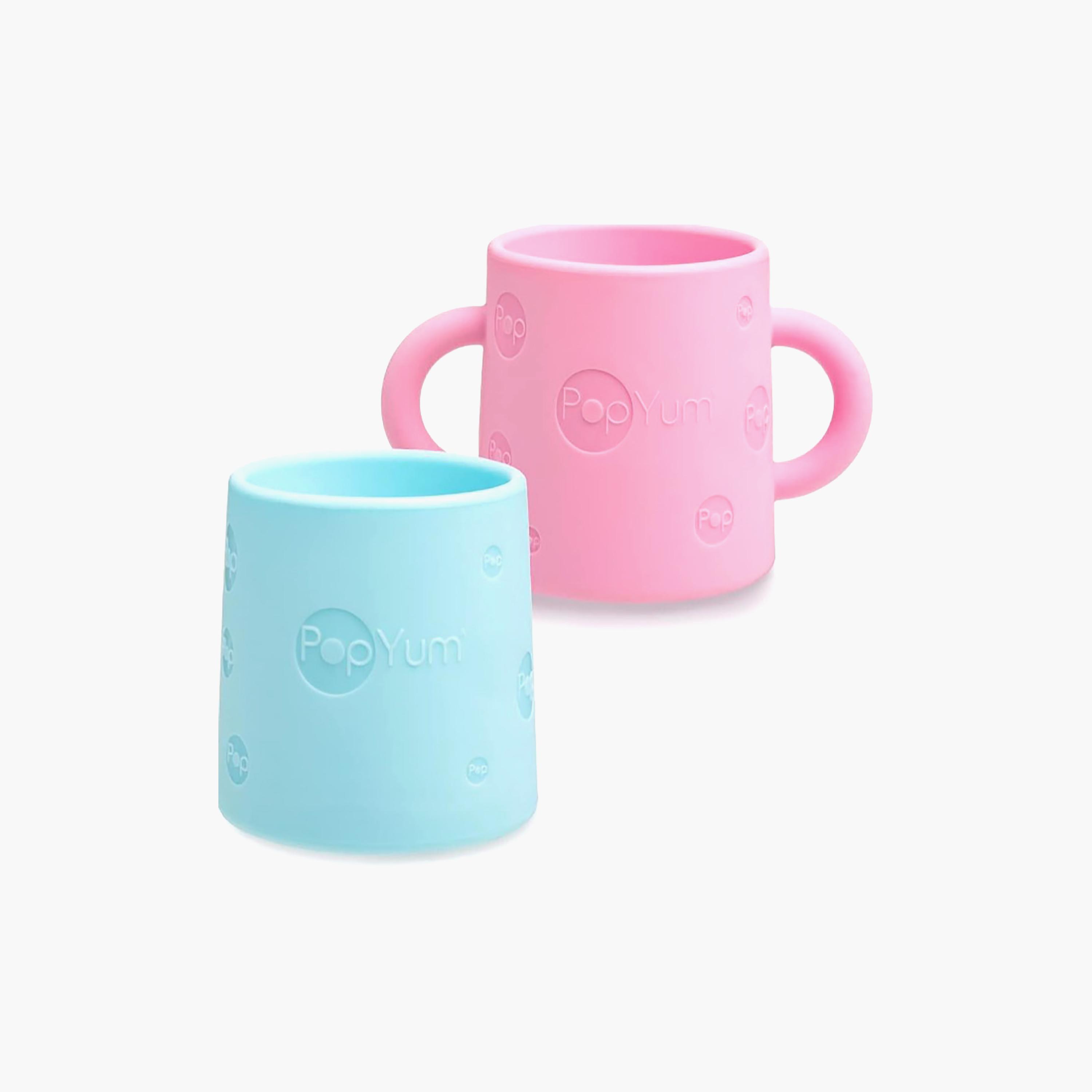 PopYum 2-Piece BPA Free Silicone Training Cup - 150 ml - Orchid Pink & Sky Blue-baby-feeding-mealtimeessentials-image-1
