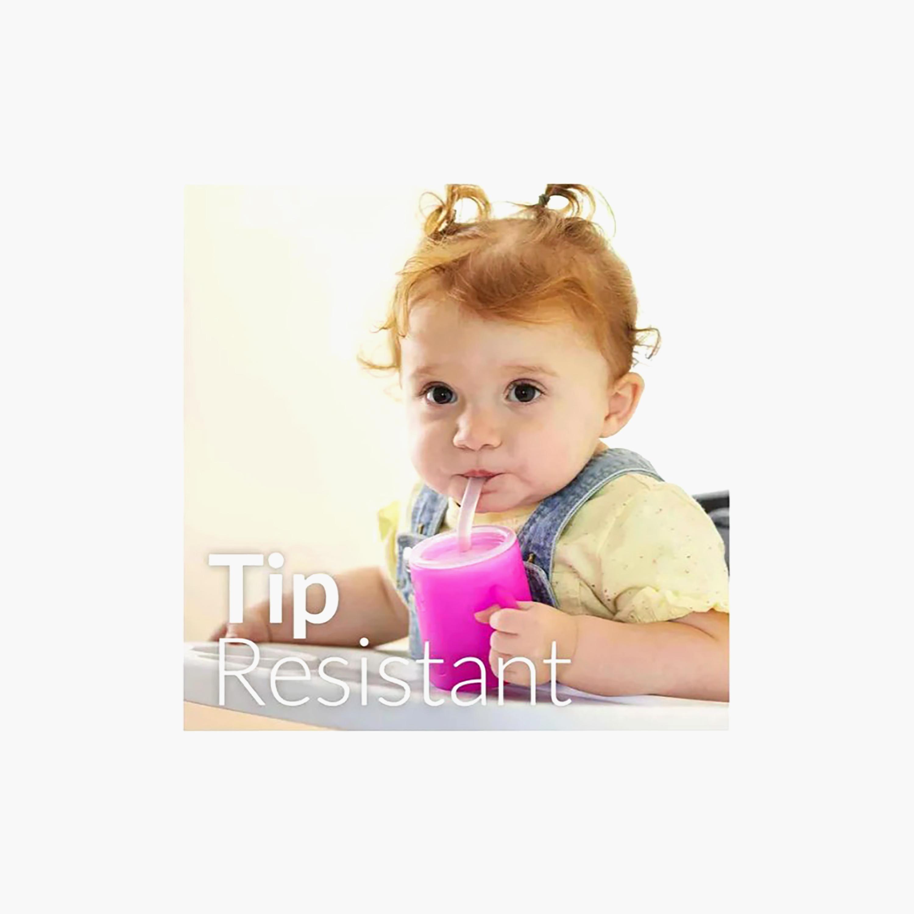 PopYum 2-Piece Silicone Training Cup with Straw & Lid - 150 ml - Blue & Pink-baby-feeding-mealtimeessentials-image-2