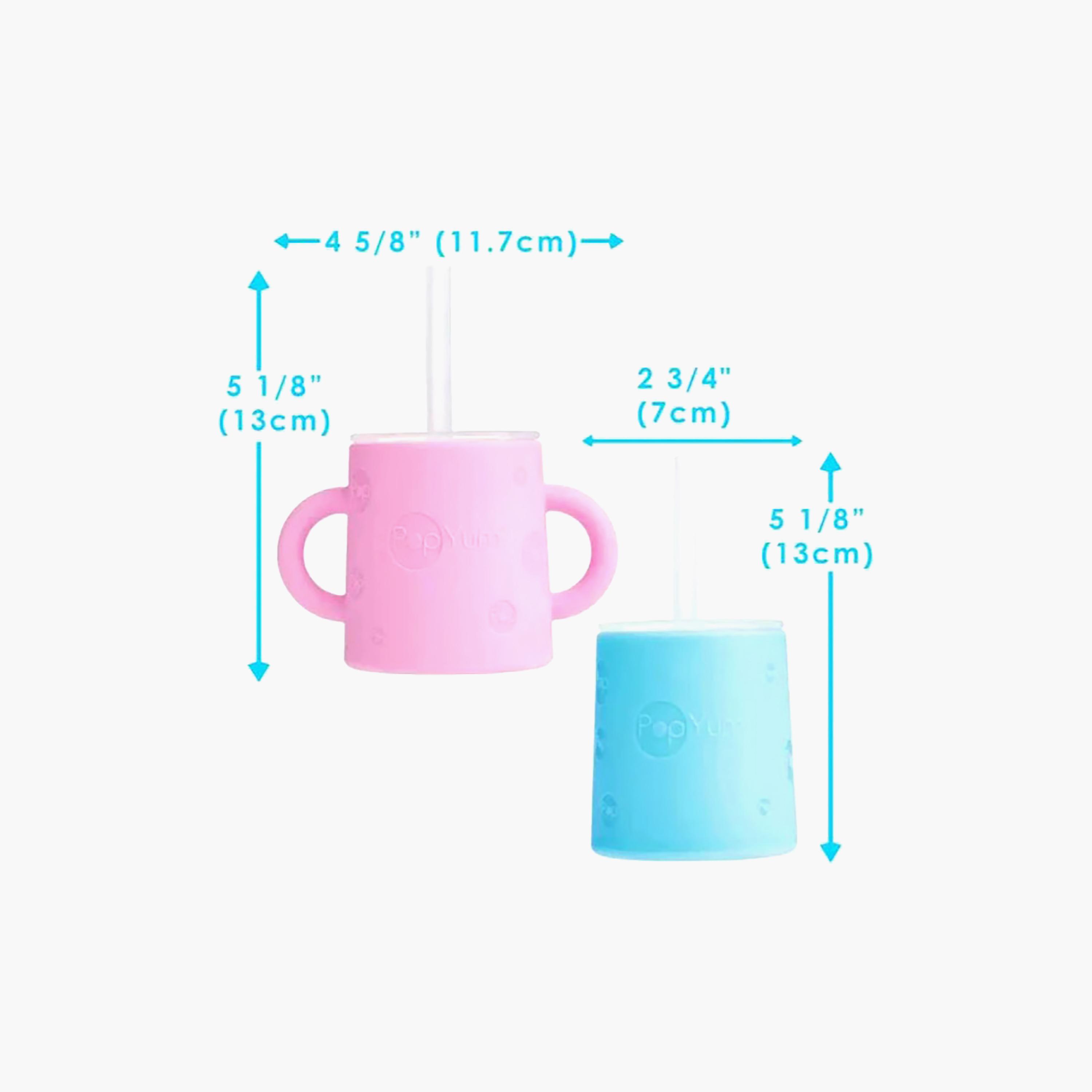 PopYum 2-Piece Silicone Training Cup with Straw & Lid - 150 ml - Blue & Pink-baby-feeding-mealtimeessentials-image-4