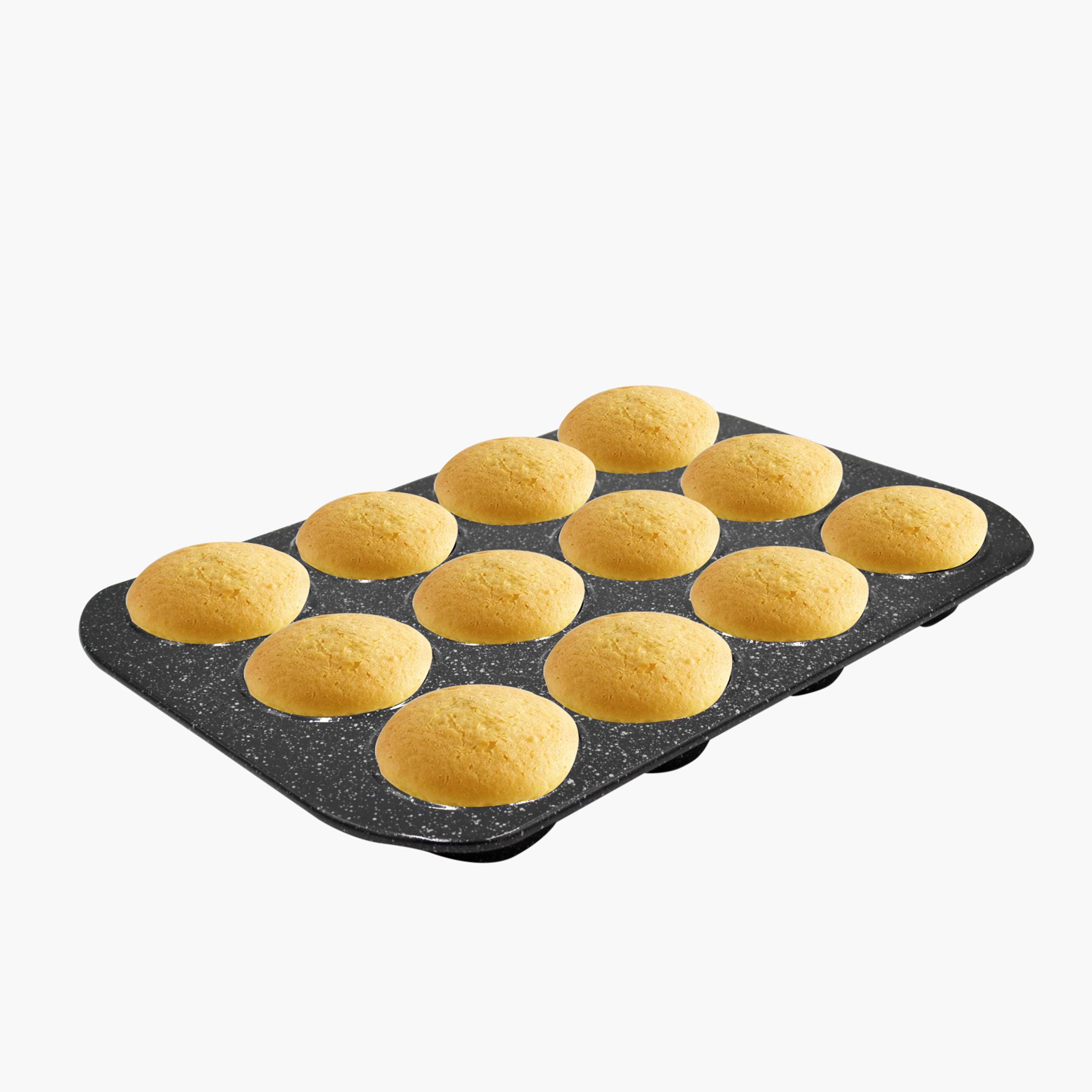 Granite 12-Cup Non-Stick Deep Muffin Tray-household-kitchen-bakeware-bakingpansandmoulds-image-2