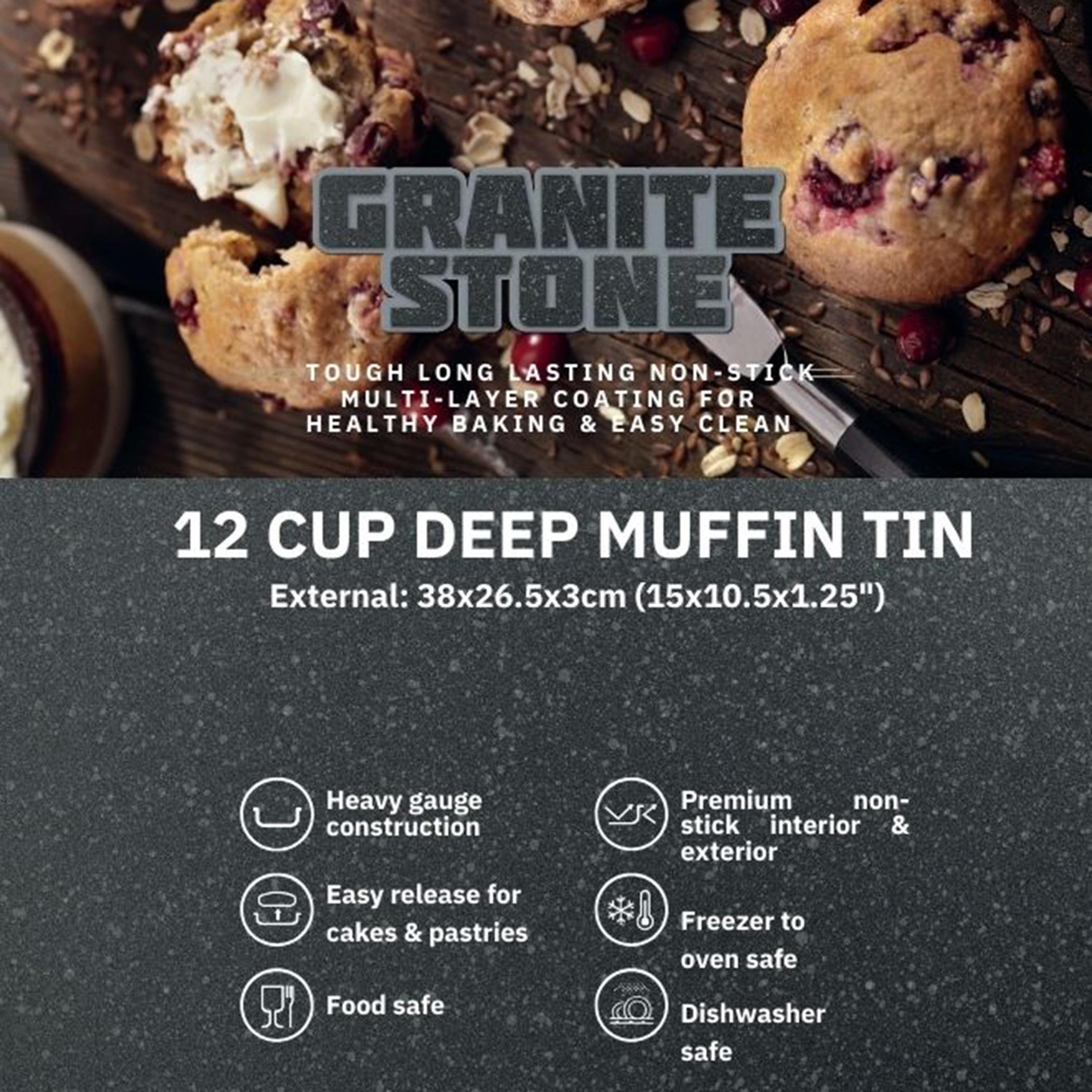 Granite 12-Cup Non-Stick Deep Muffin Tray-household-kitchen-bakeware-bakingpansandmoulds-image-9
