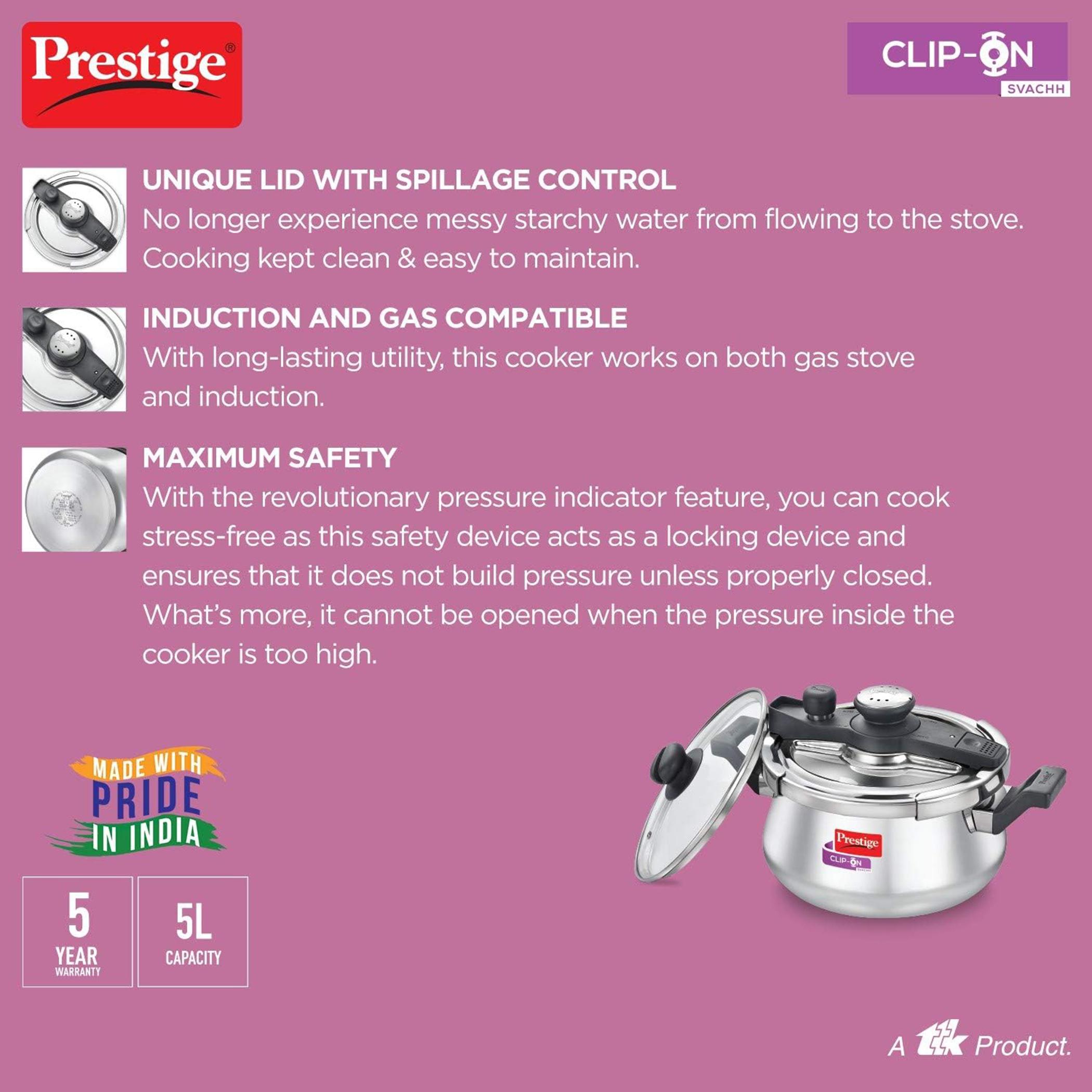 Svachh Stainless Steel Clip-On Pressure Handi - 5 L-household-kitchen-cookware-potsandpans-image-5