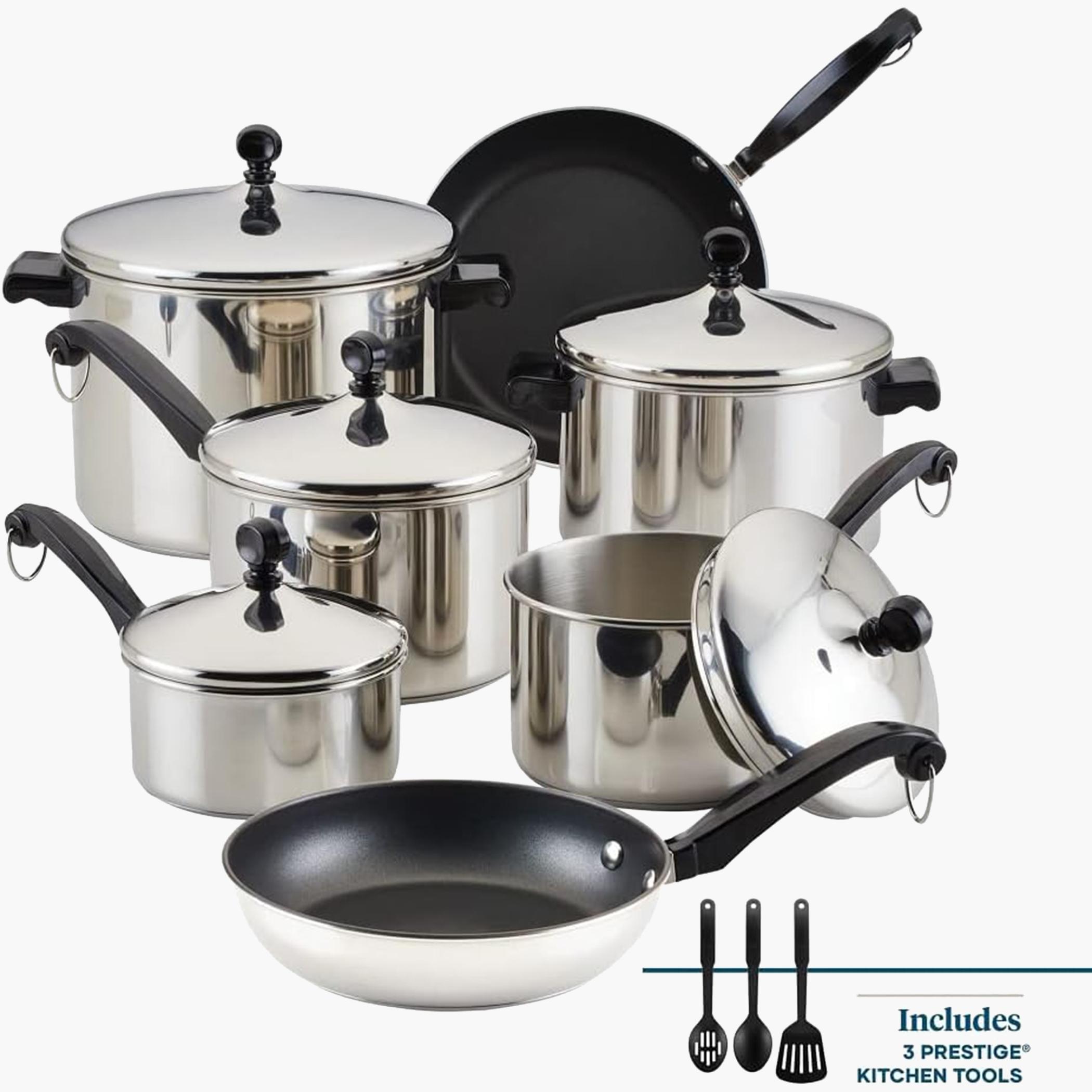 طقم أواني طهي كلاسيكي ستانلس ستيل 15 قطعة من وينسور-household-kitchen-cookware-cookwareandsets-image-1