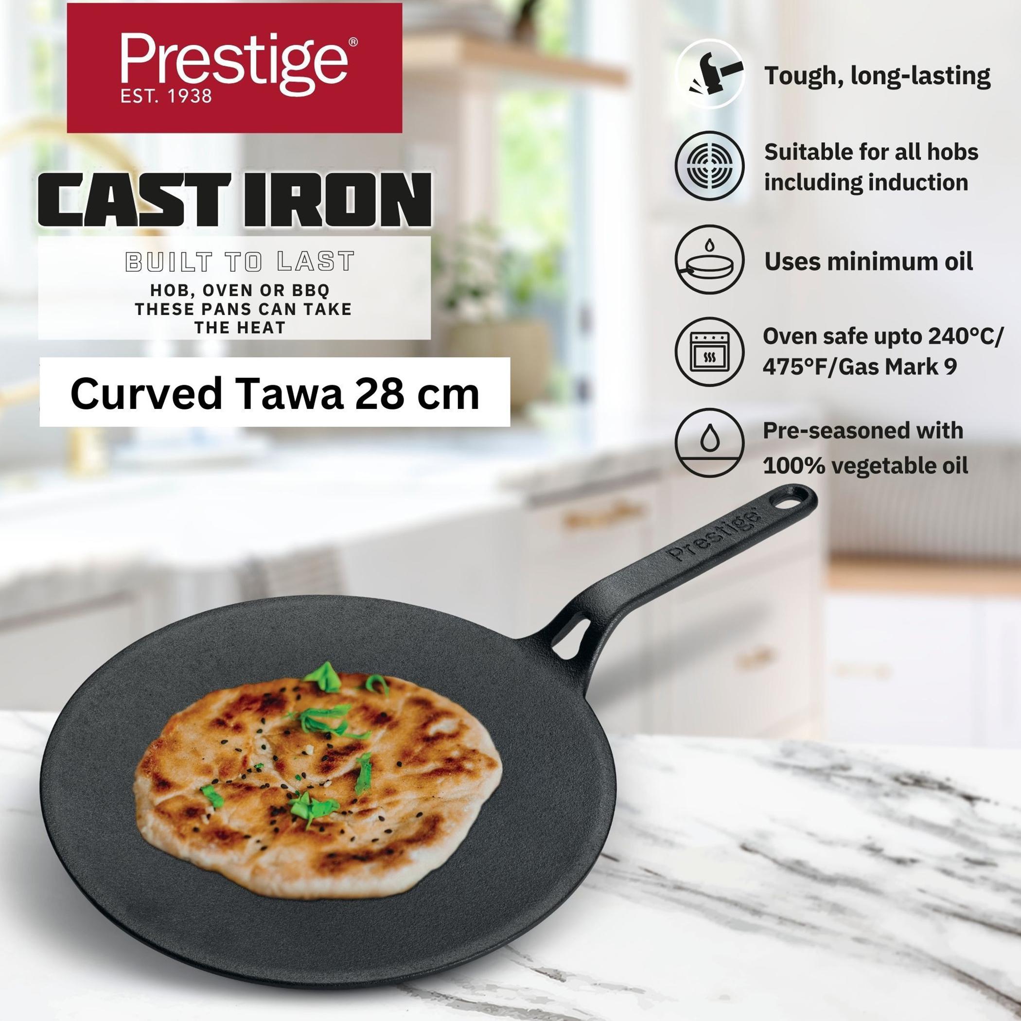 Cast Iron Curved Tawa - 28 cms-household-kitchen-cookware-potsandpans-image-2