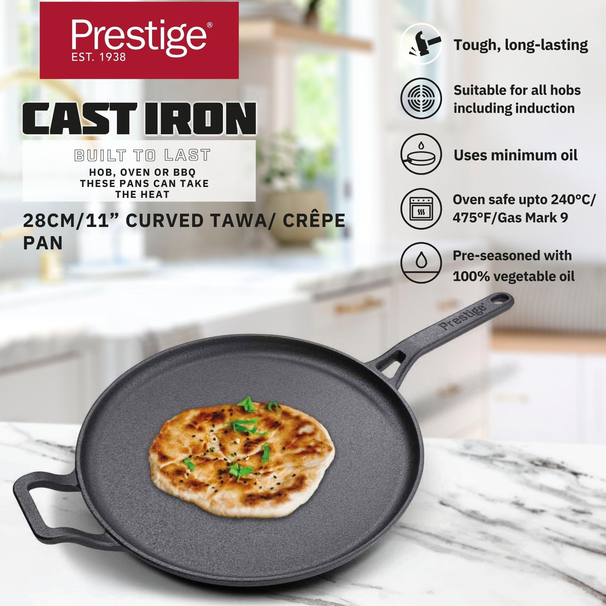 مقلاة تاوا مسطحة من الحديد الزهر من برستيج - 28 سم-household-kitchen-cookware-potsandpans-image-2