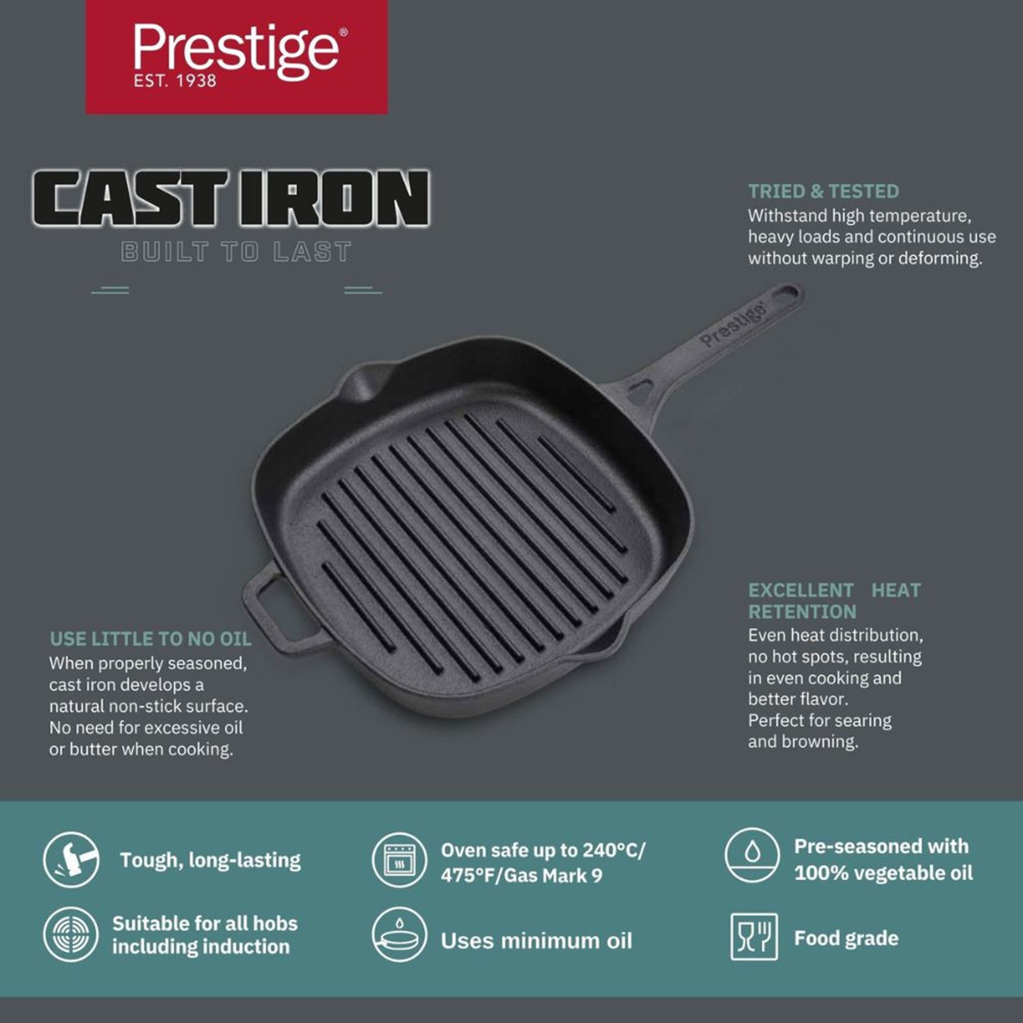 مقلاة شواء من حديد الزهر من برستيج - 24 سم-household-kitchen-cookware-potsandpans-image-3