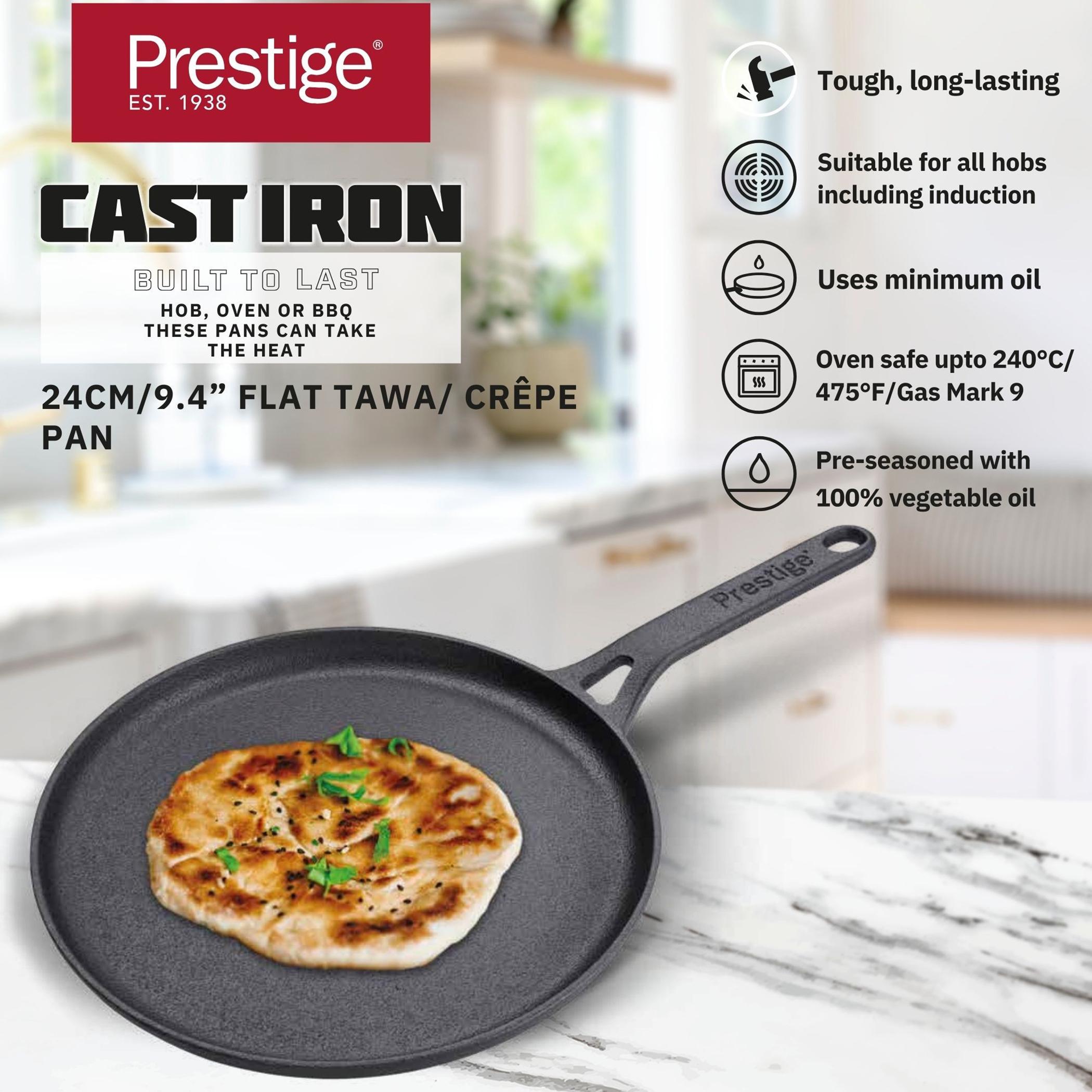 مقلاة تاوا مسطحة من الحديد الزهر من برستيج - 24 سم-household-kitchen-cookware-potsandpans-image-2