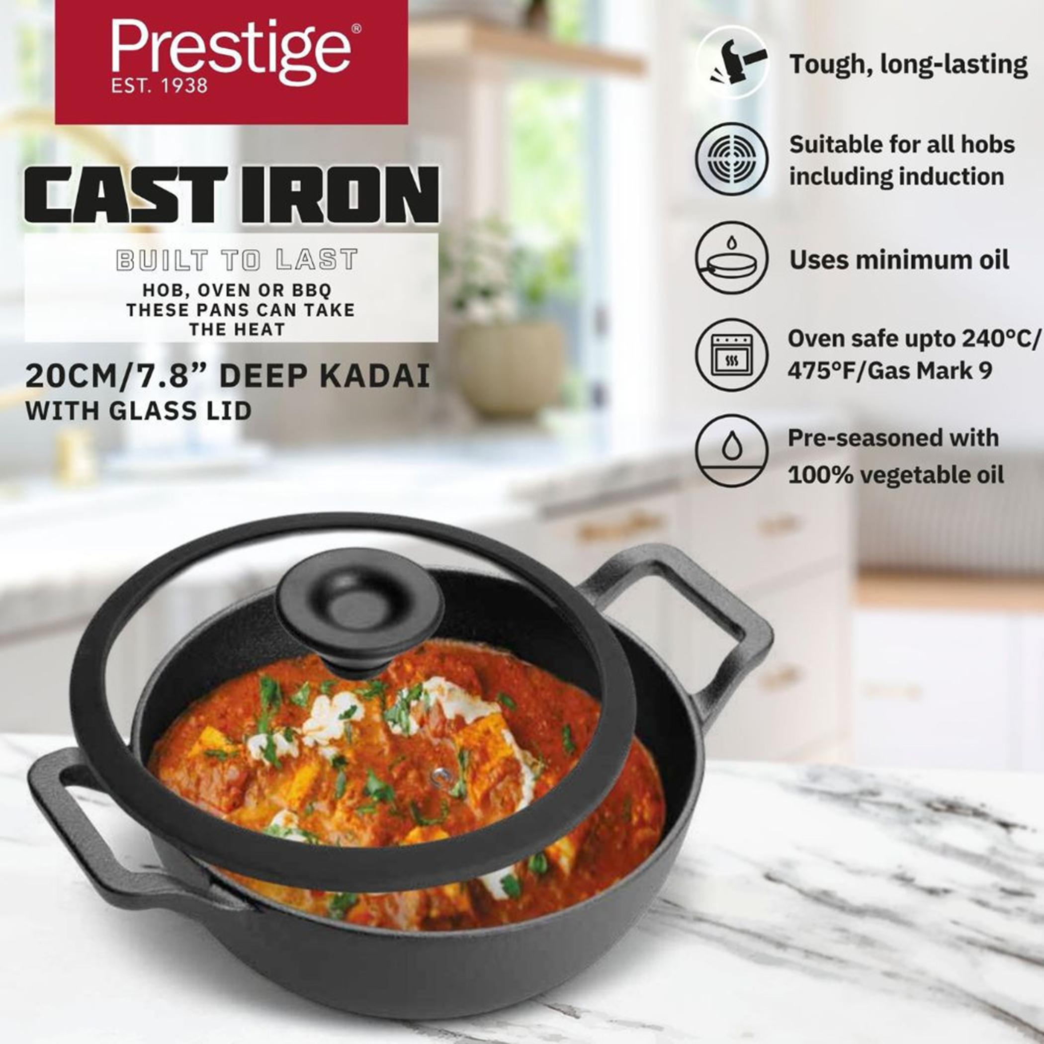 كاداي غير قابلة للالتصاق مع غطاء من برستيج - 20 سم-household-kitchen-cookware-potsandpans-image-3