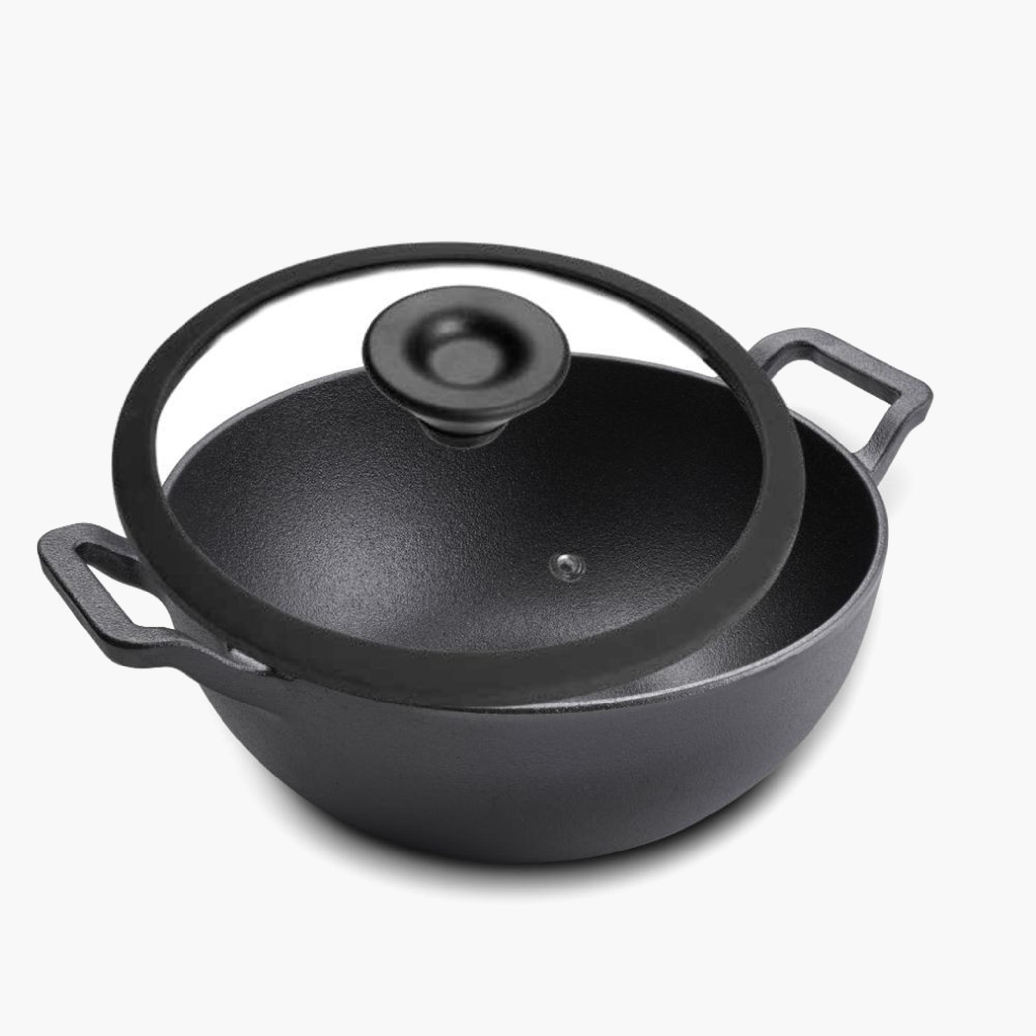 كاداي من الحديد الزهر مع غطاء زجاجي من برستيج - 24 سم-household-kitchen-cookware-potsandpans-image-1