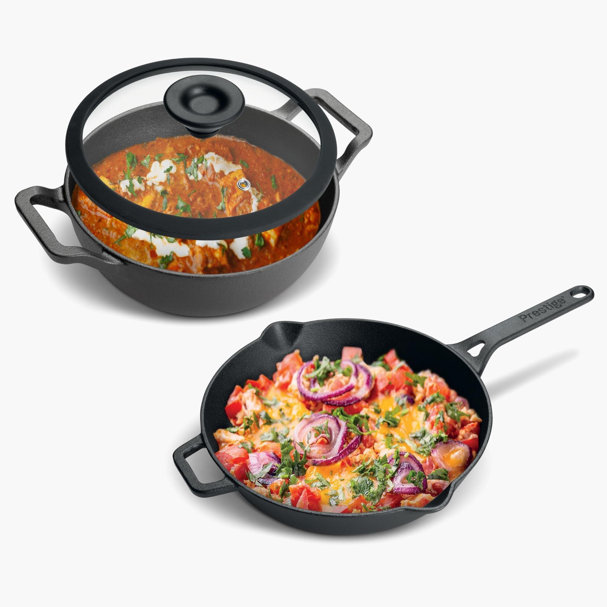 Cast Iron Kadai with Lid and Fry Pan-household-kitchen-cookware-cookwareandsets-image-1