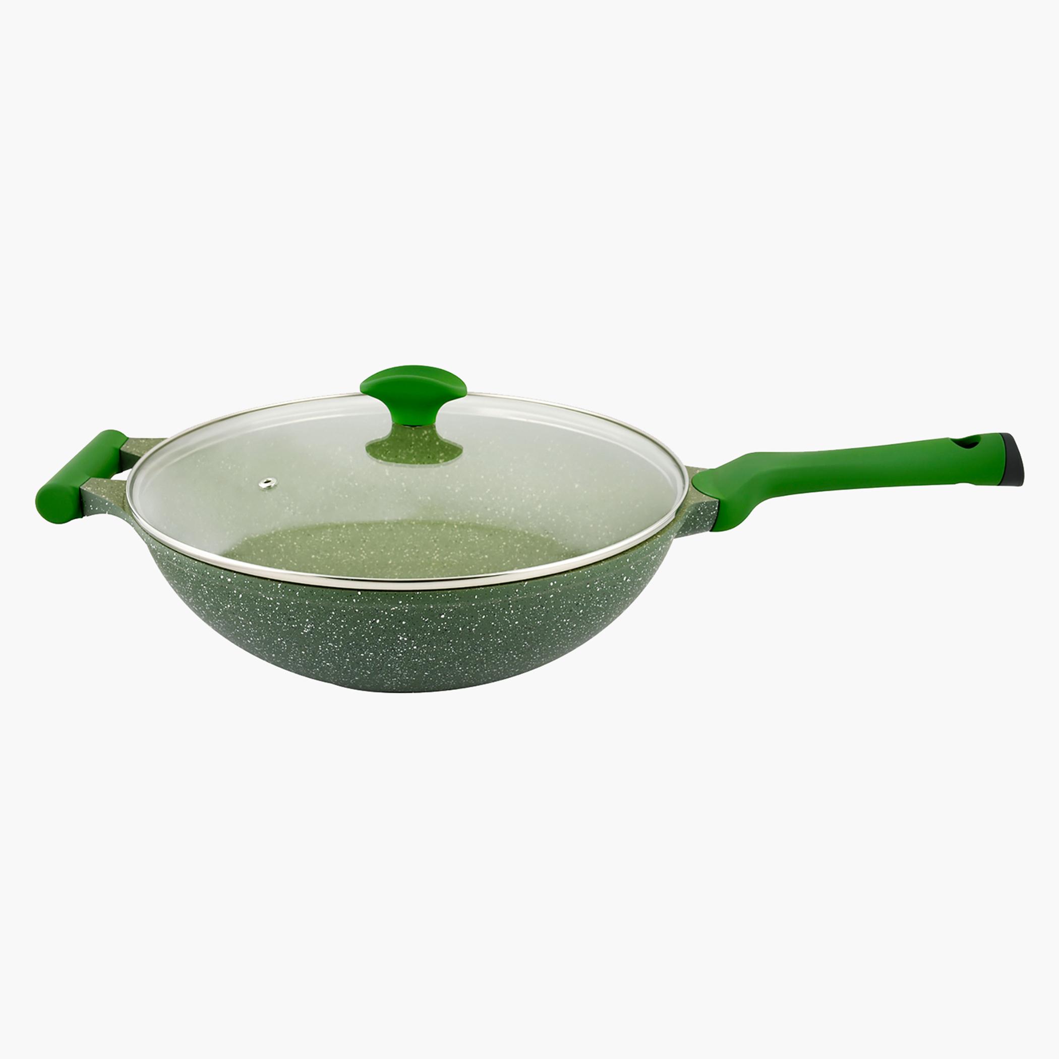 مقلاة ووك غير لاصقة ألومنيوم جرانيت بغطاء من بريستيج - 32 سم-household-kitchen-cookware-potsandpans-image-1