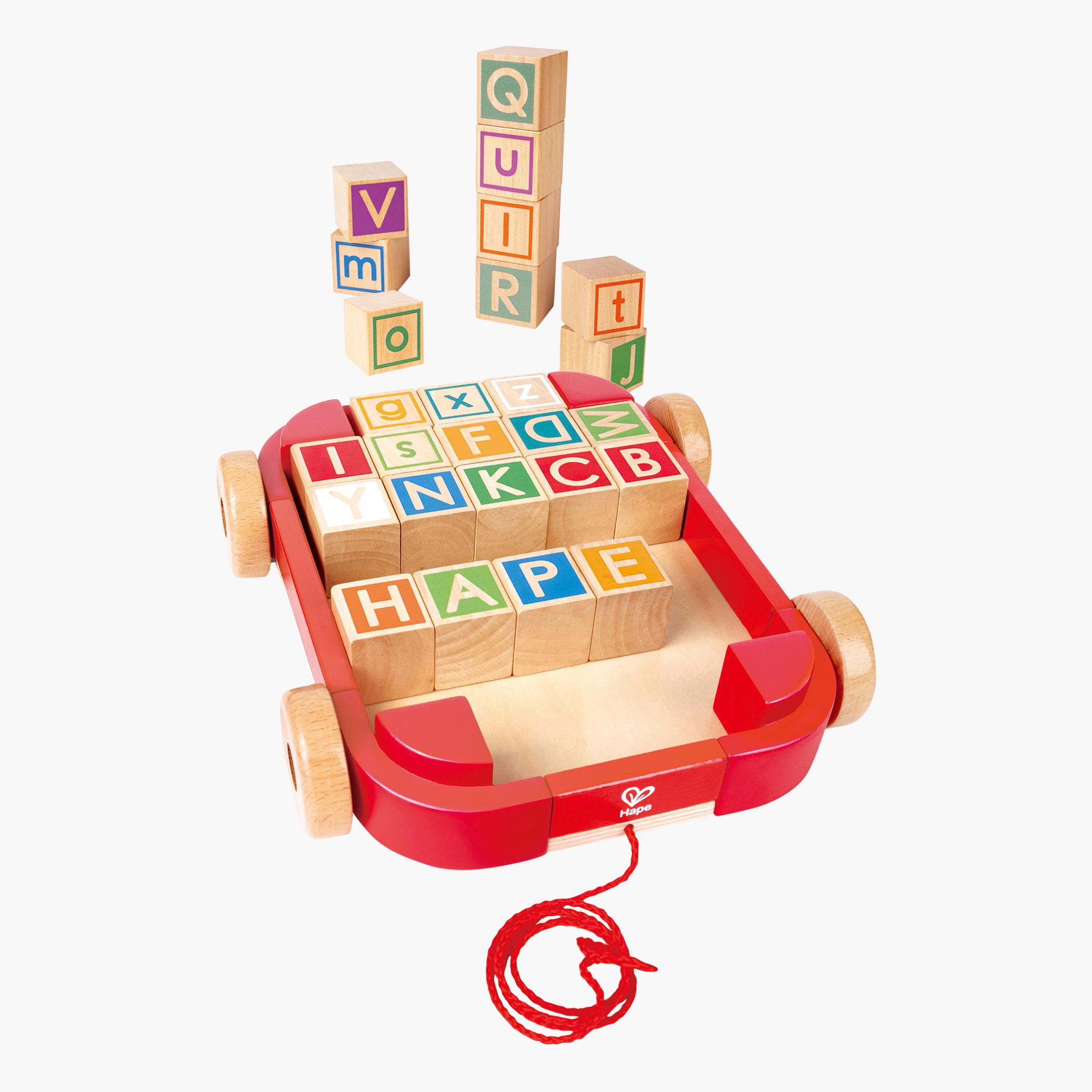 Hape Wooden Pull-Along Cart with Stacking Blocks