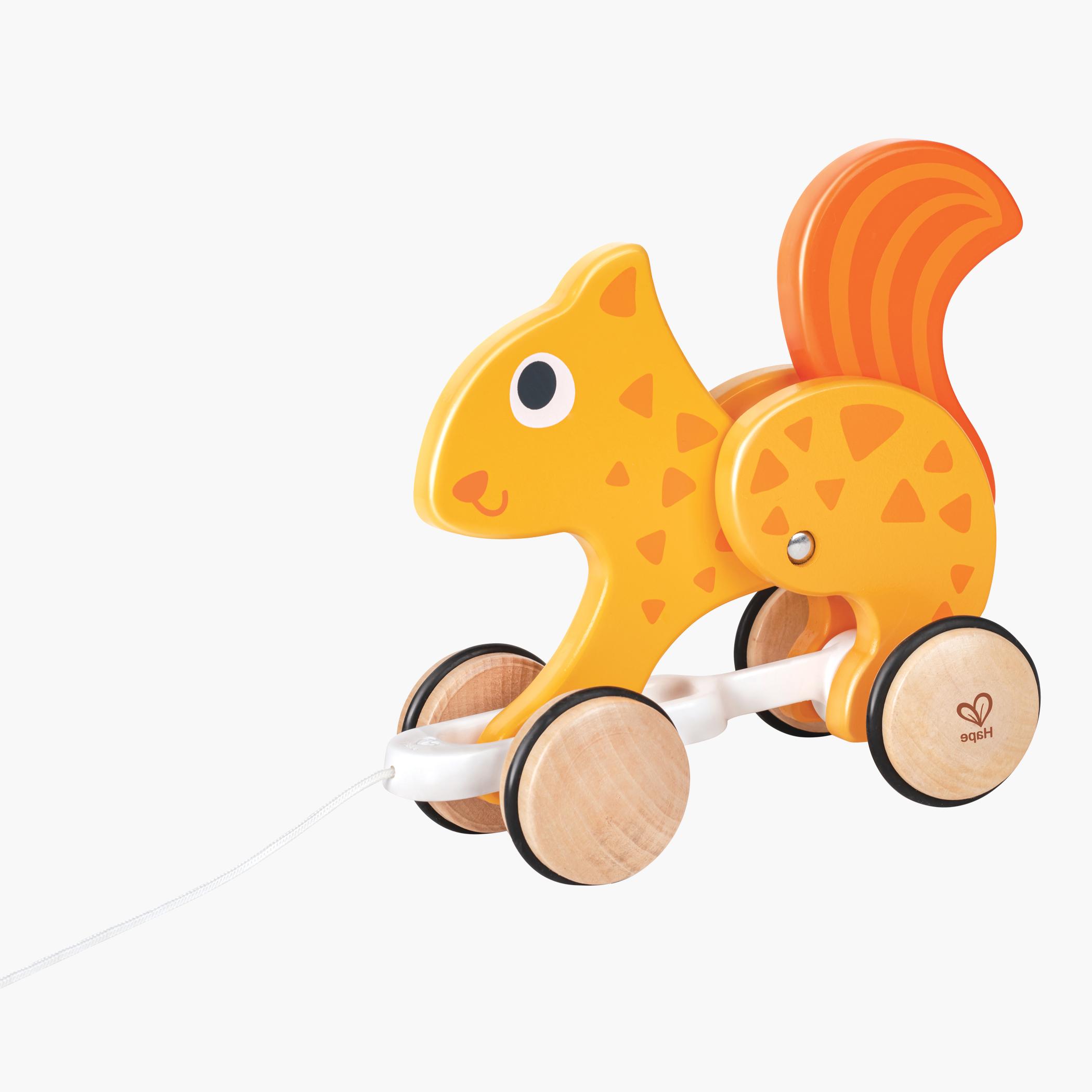 Hape Push and Pull Squirrel Wooden Pull Along Toy
