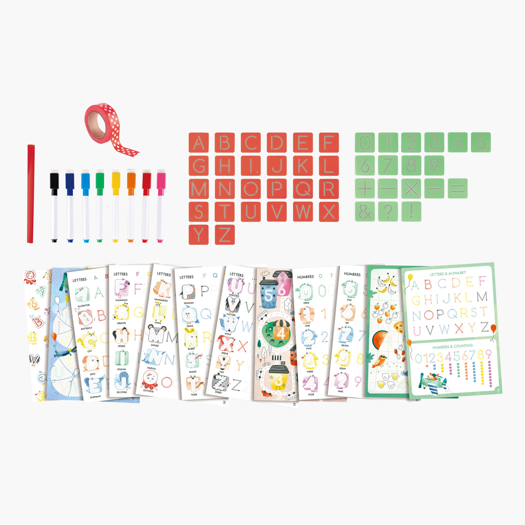Hape 66-Piece Letters And Numbers Tracing Arts and Crafts Set
