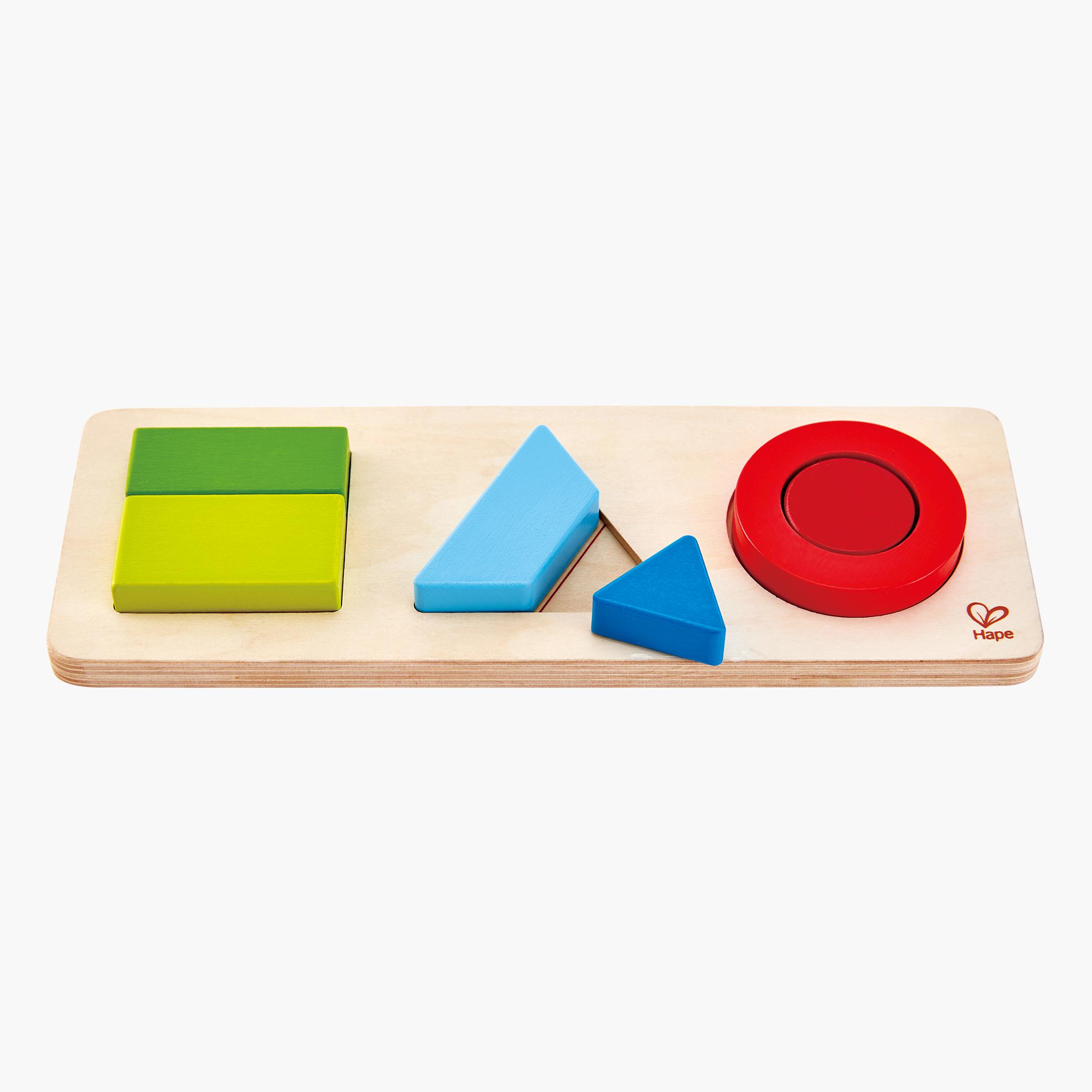 Hape 6-Piece Wooden Geometry Educational Puzzle Set