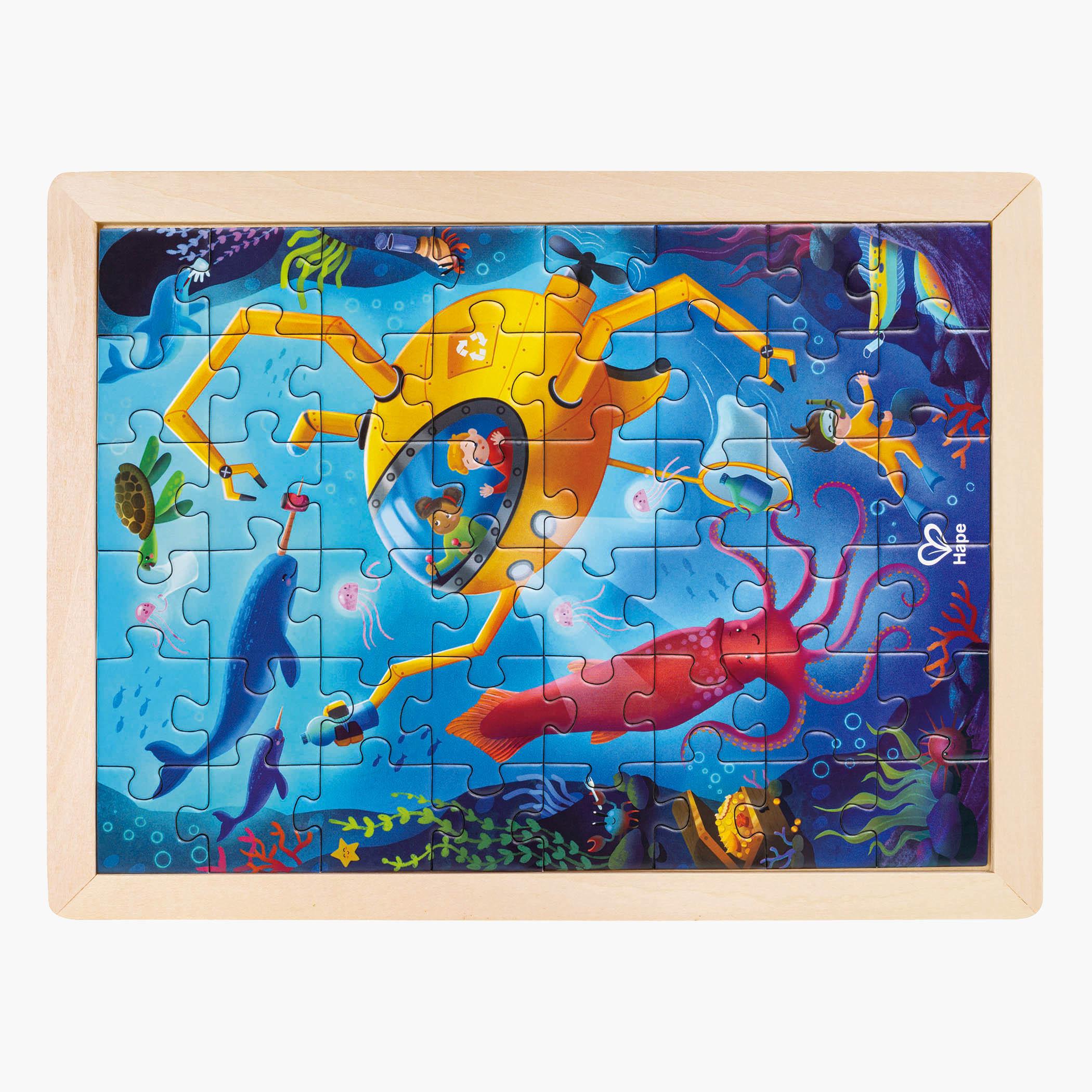 Hape 48-Piece Ocean Rescue Double Sided Colouring Jigsaw Puzzle Set