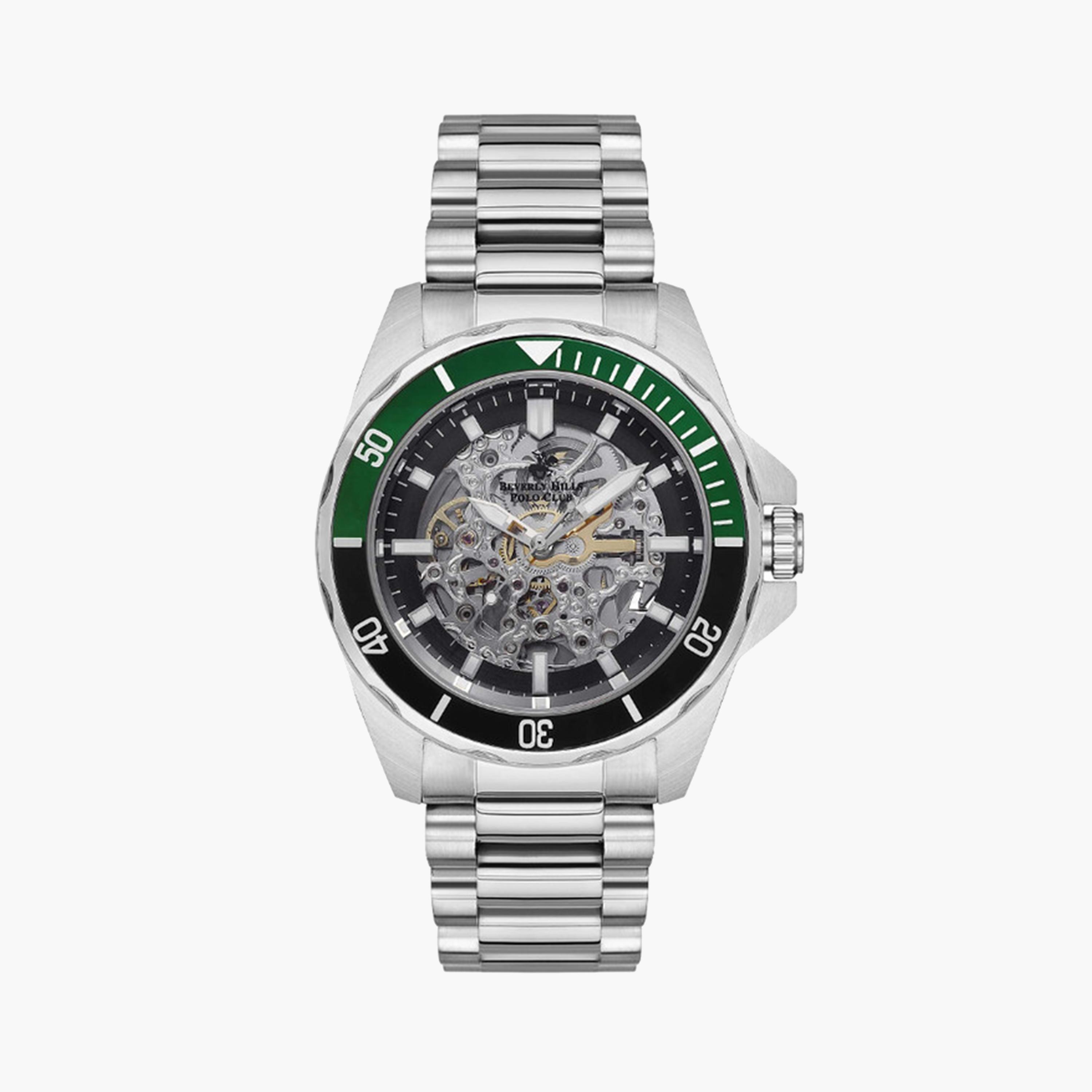 بيفرلي هيلز بولو كلوب- ساعة كرونوغراف للرجال 43 ملم فضية بحزام معدني | BP3637X.350-men-watchesandjewellery-watches-image-1