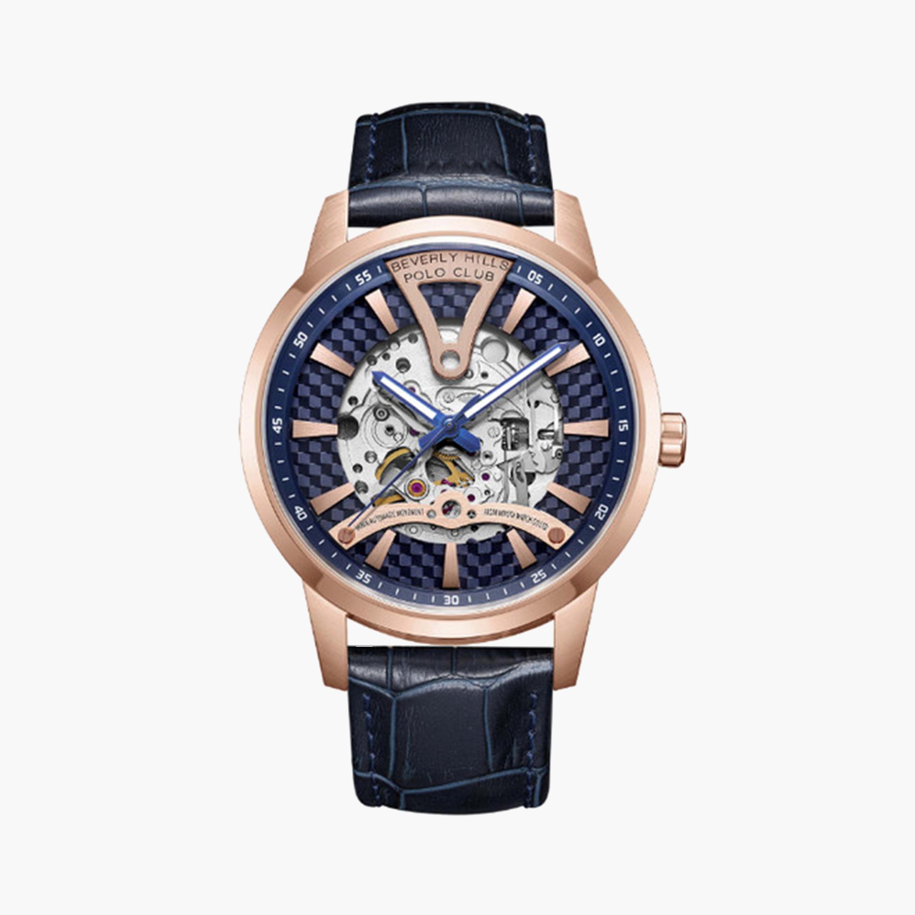 بيفرلي هيلز بولو كلوب- ساعة كرونوغراف للرجال 45 ملم زرقاء بحزام جلدي | BP3553X.499-men-watchesandjewellery-watches-image-1