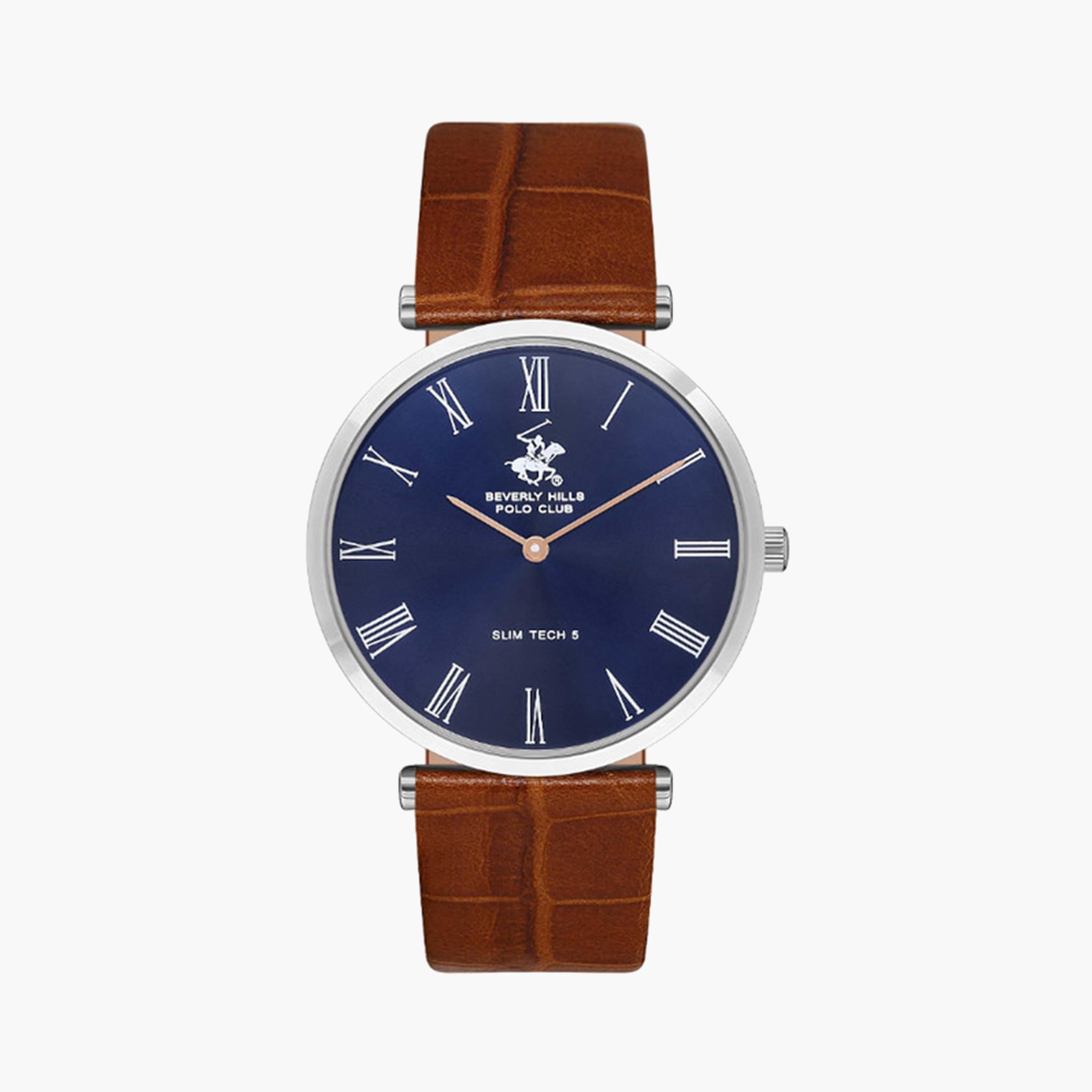 بيفرلي هيلز بولو كلوب- ساعة تناظرية للرجال 39 ملم بسوار جلدي بني | BP3615X.394-men-watchesandjewellery-watches-image-1