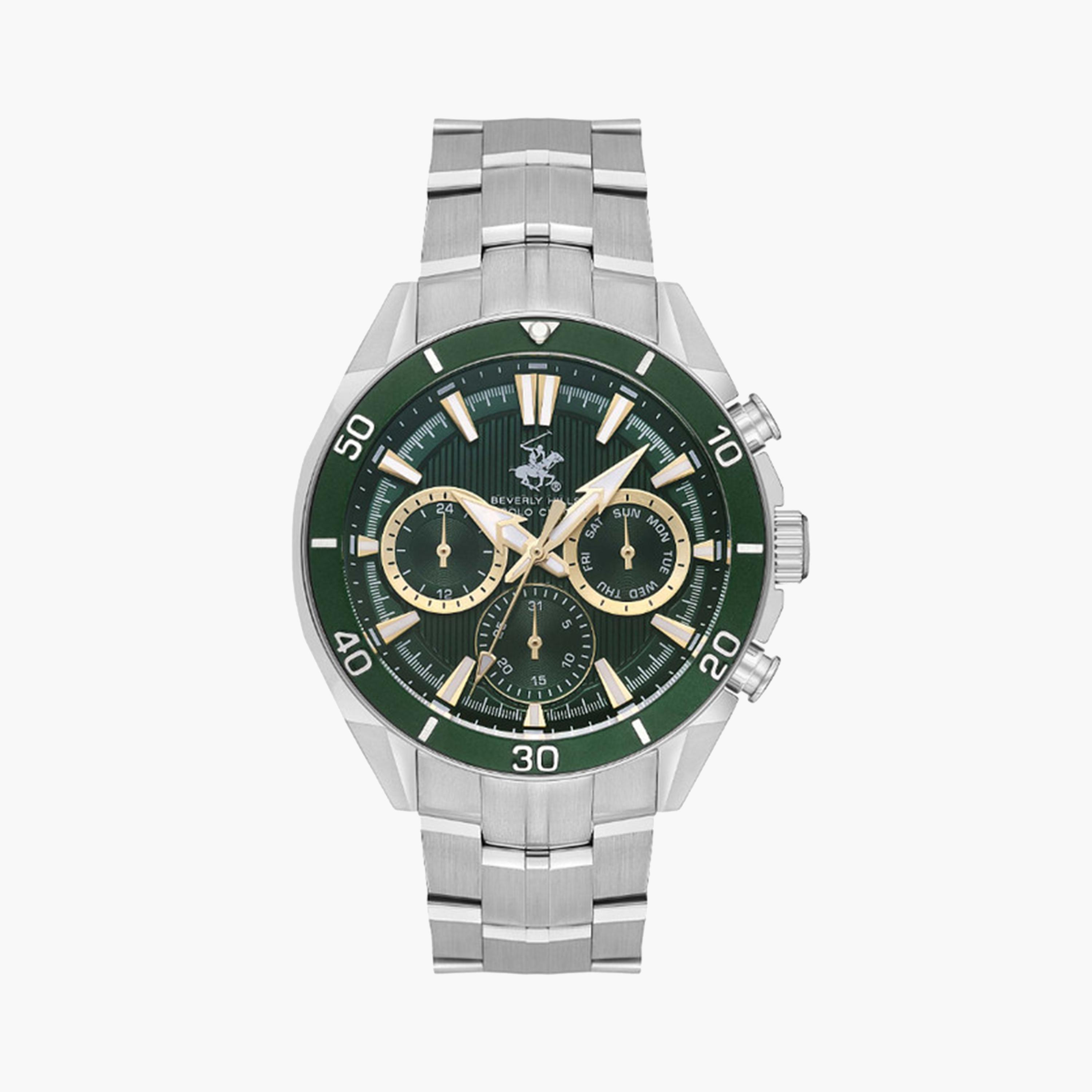 Beverly Hills Polo Club Men's 45 MM Silver Chronograph Metal Strap Watch | BP3599X.370-men-watchesandjewellery-watches-image-1