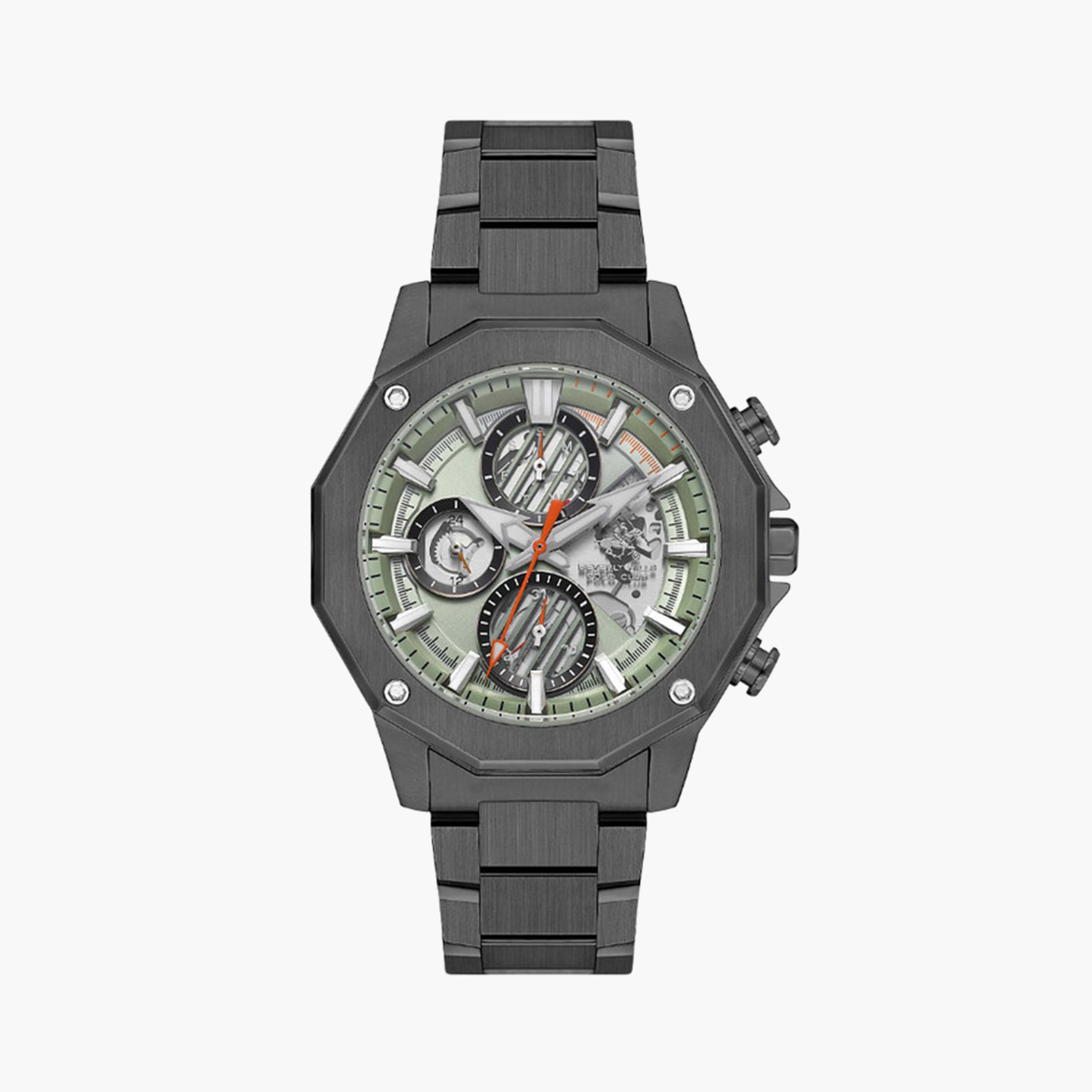 بيفرلي هيلز بولو كلوب- ساعة كرونوغراف للرجال 45 ملم رمادية بحزام معدني | BP3625X.070-men-watchesandjewellery-watches-image-1