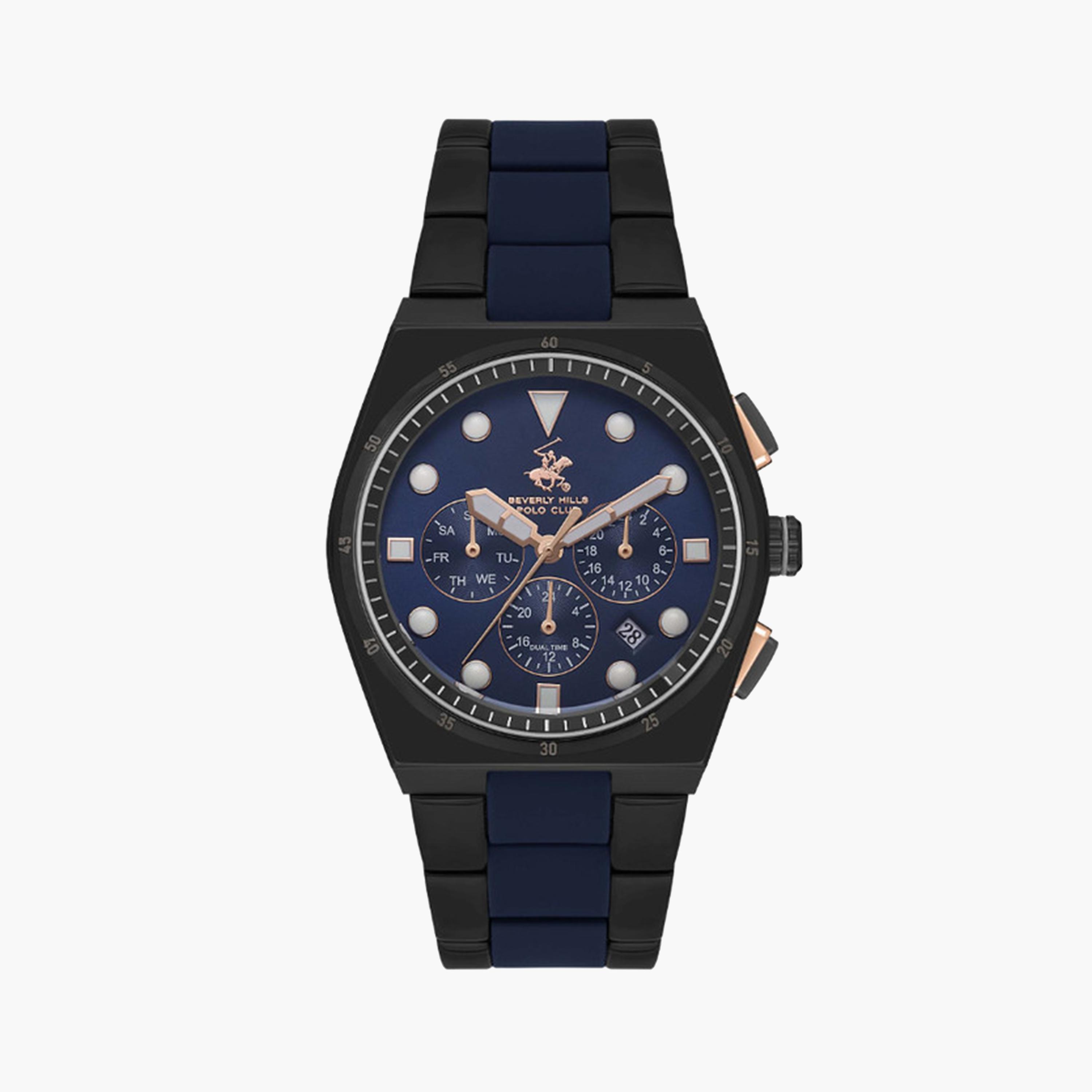 بيفرلي هيلز بولو كلوب- ساعة كرونوغراف للرجال 43 ملم سوداء بحزام معدني | BP3626X.690-men-watchesandjewellery-watches-image-1