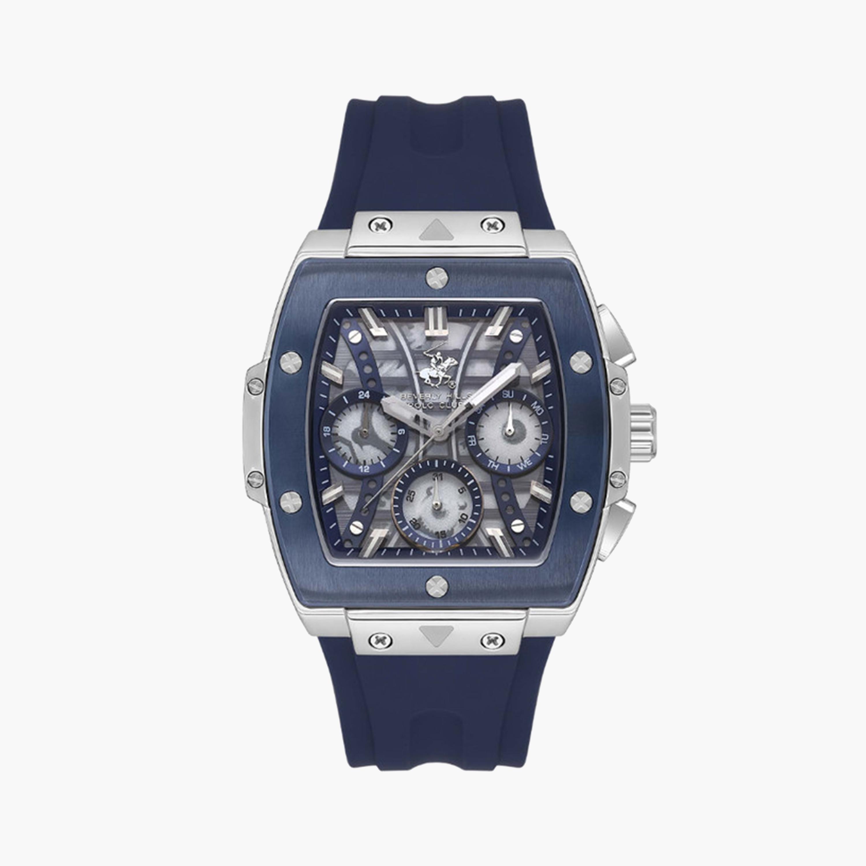 بيفرلي هيلز بولو كلوب- ساعة كرونوغراف للرجال 52 ملم زرقاء بحزام سيليكون | BP3628X.699-men-watchesandjewellery-watches-image-1