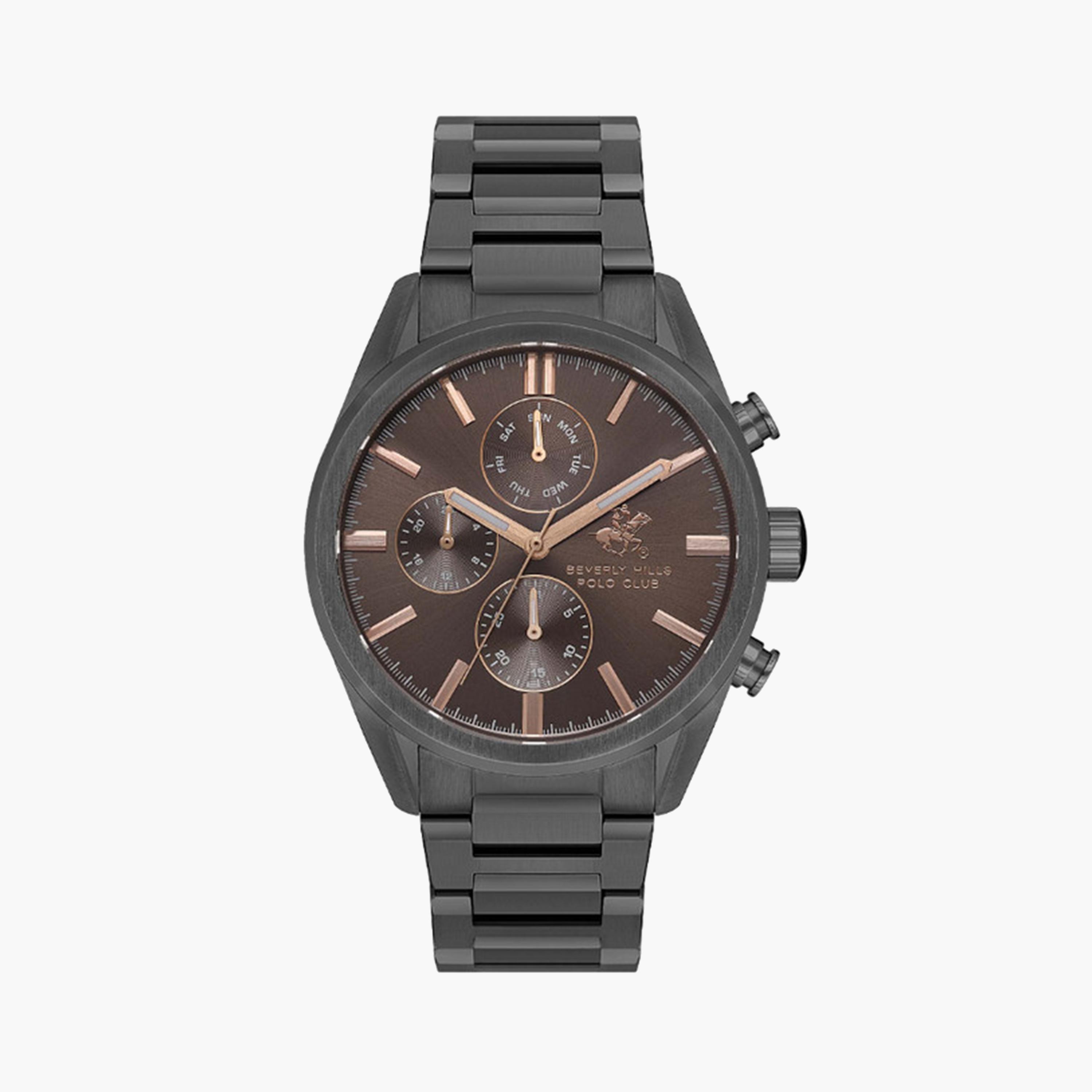 بيفرلي هيلز بولو كلوب- ساعة كرونوغراف للرجال 43 ملم رمادية بحزام معدني | BP3633X.060-men-watchesandjewellery-watches-image-1