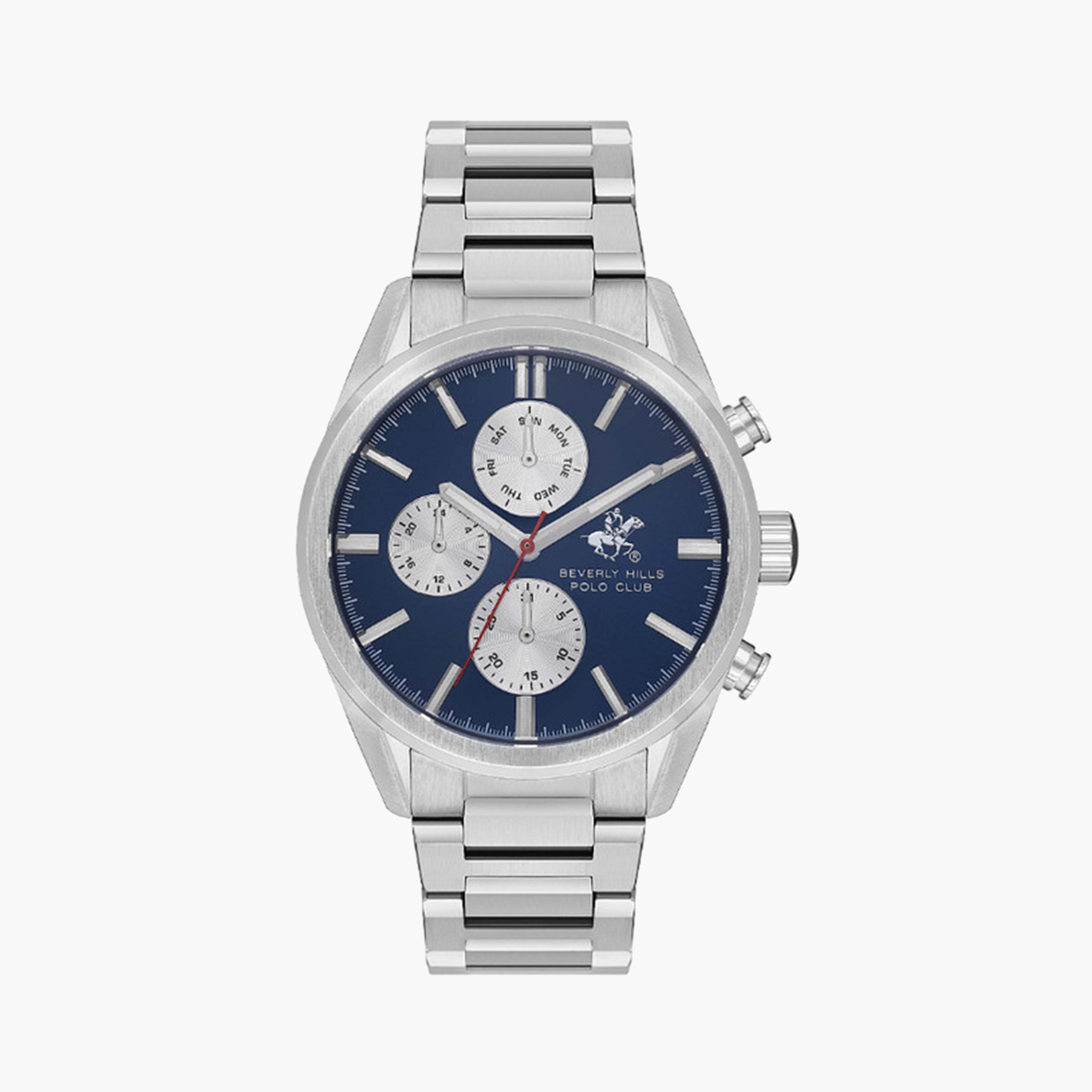 بيفرلي هيلز بولو كلوب- ساعة كرونوغراف للرجال 43 ملم فضية بحزام معدني | BP3633X.390-men-watchesandjewellery-watches-image-1
