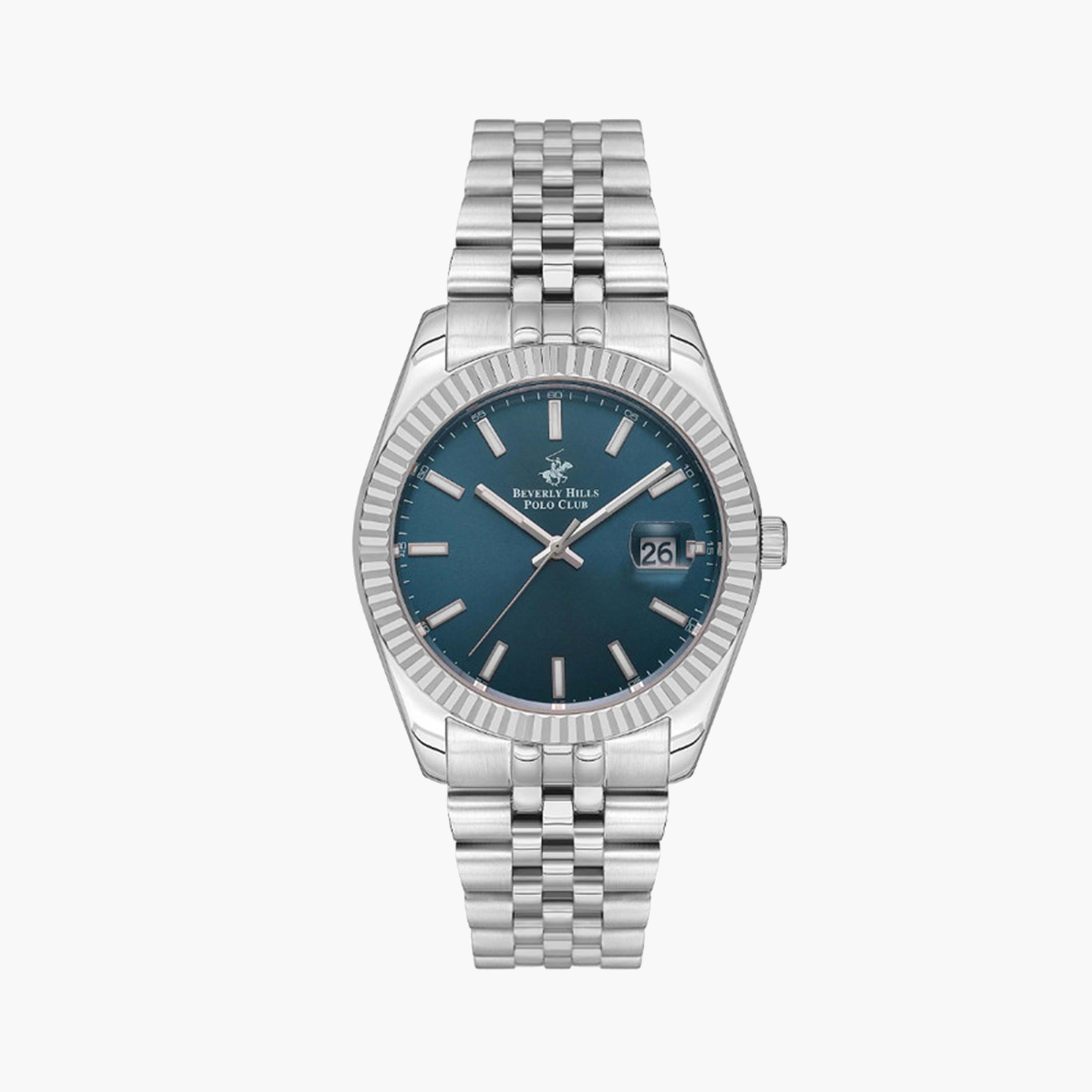 Beverly Hills Polo Club Men's 41 MM Silver Analog Metal Strap Watch | BP3018X.370-men-watchesandjewellery-watches-image-1