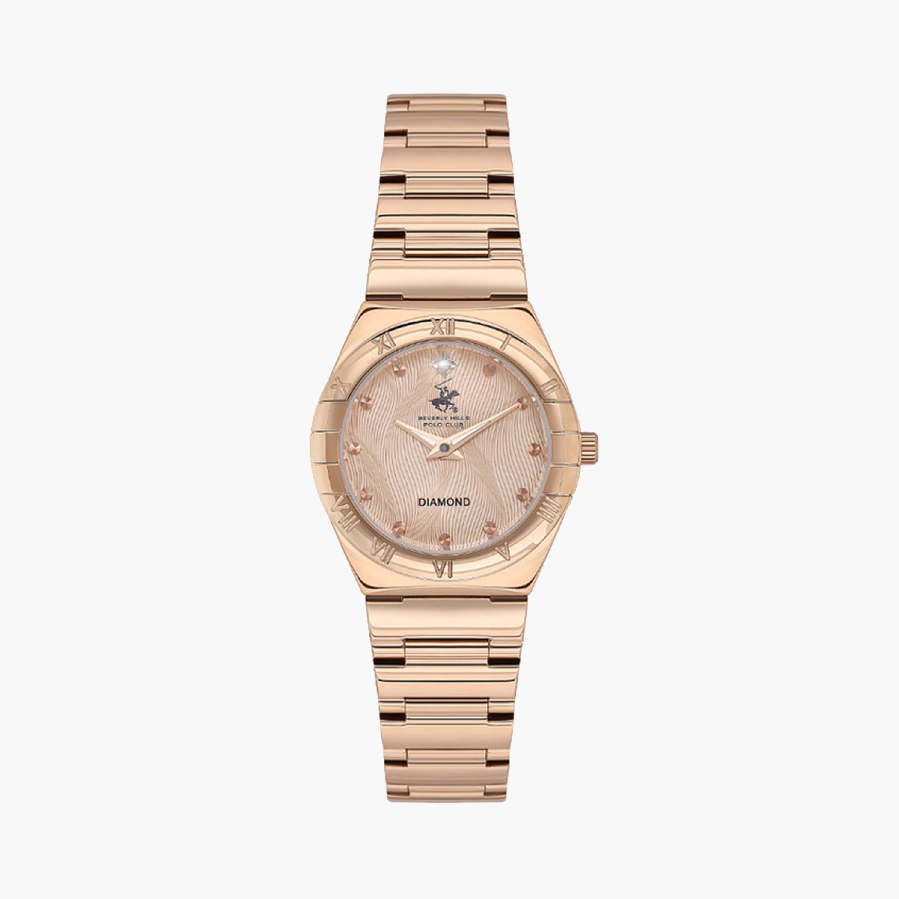 بيفرلي هيلز بولو كلوب- ساعة تناظرية للنساء 28 ملم بسوار معدني ذهبي وردي | BP3611X.410-women-watchesandjewellery-watches-image-1